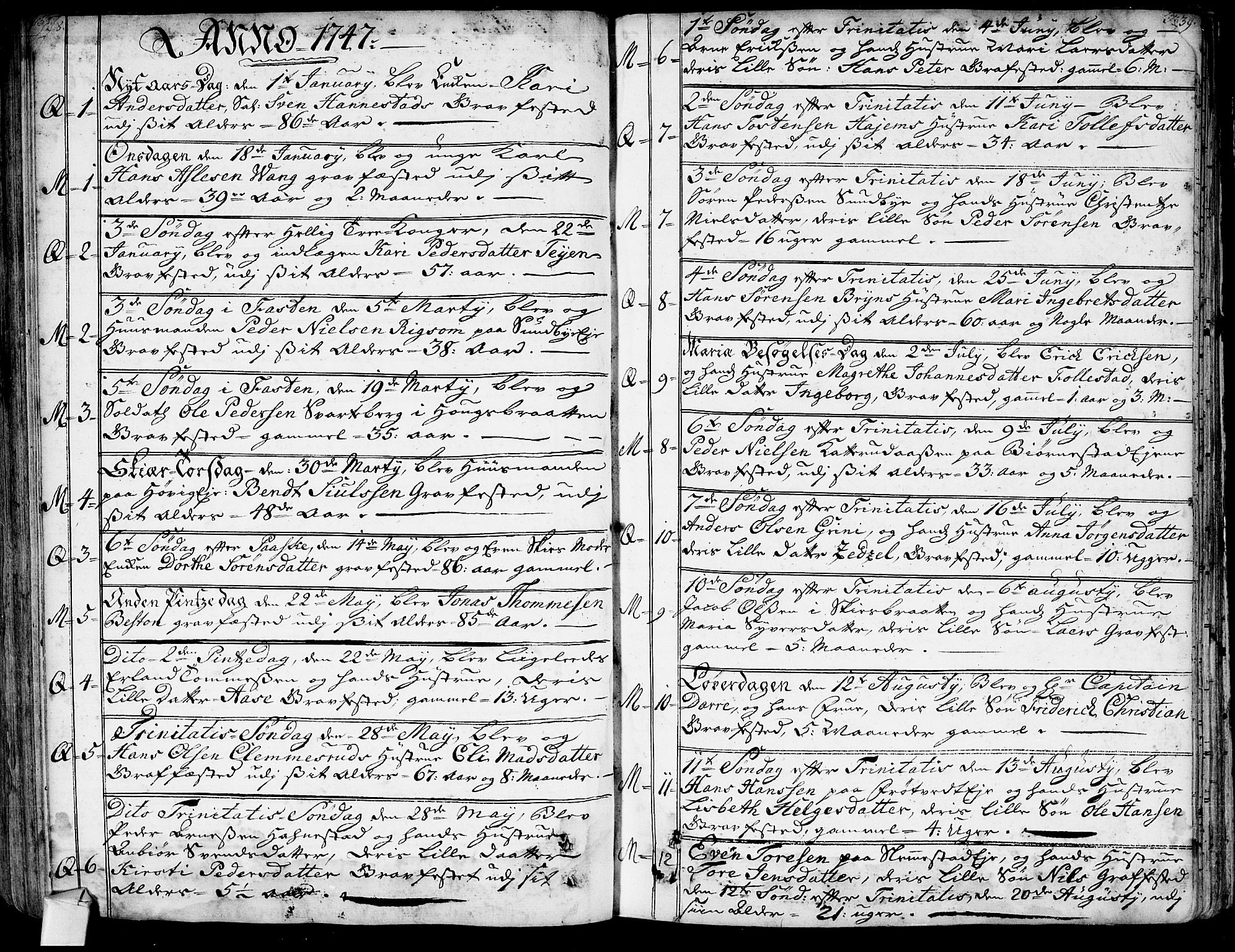 Røyken kirkebøker, SAKO/A-241/G/Ga/L0001: Klokkerbok nr. 1, 1740-1768, s. 328-329