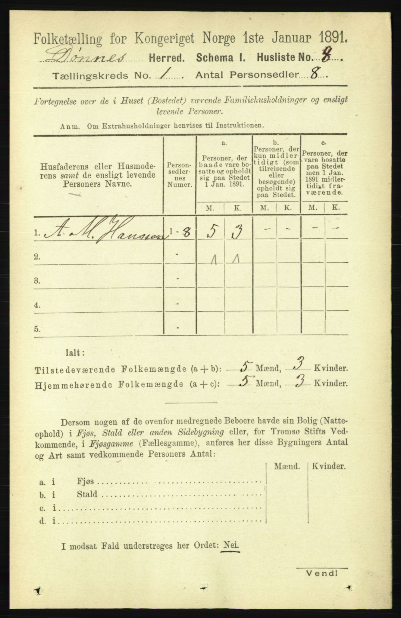 RA, Folketelling 1891 for 1827 Dønnes herred, 1891, s. 21