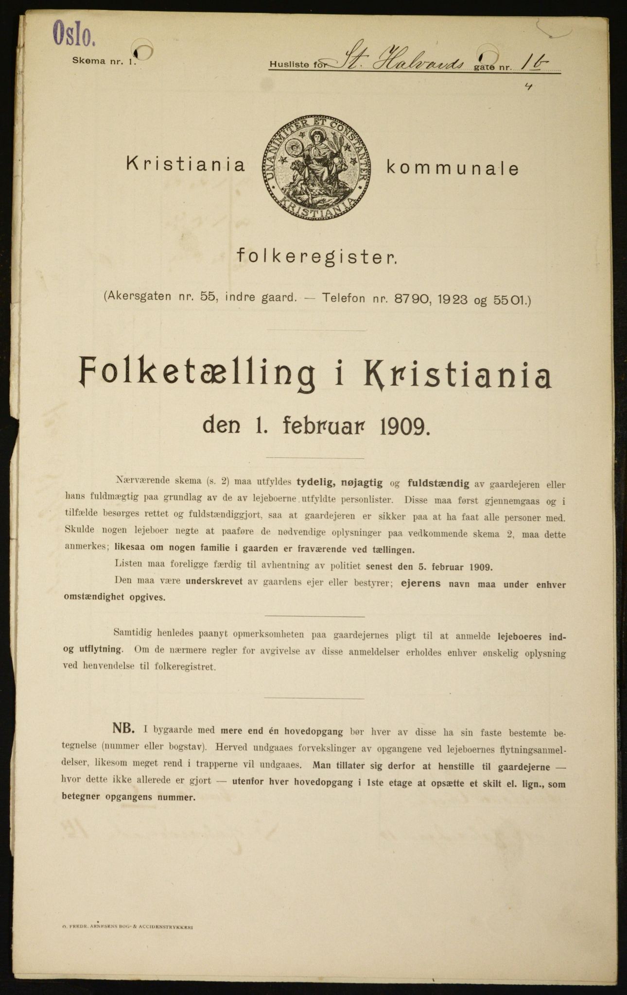 OBA, Kommunal folketelling 1.2.1909 for Kristiania kjøpstad, 1909, s. 79459