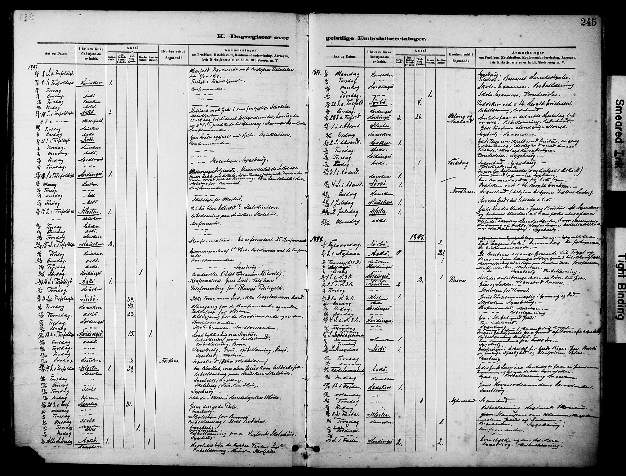 Rennesøy sokneprestkontor, AV/SAST-A -101827/H/Ha/Haa/L0012: Ministerialbok nr. A 13, 1885-1917, s. 245