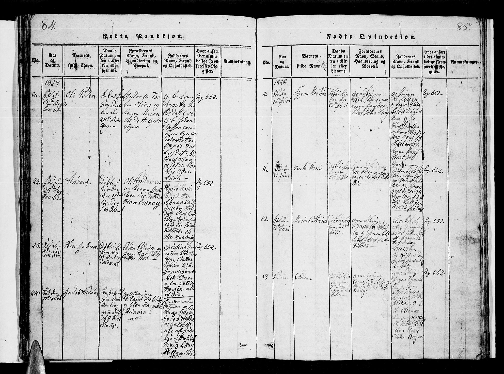 Ministerialprotokoller, klokkerbøker og fødselsregistre - Nordland, AV/SAT-A-1459/855/L0812: Klokkerbok nr. 855C01, 1821-1838, s. 84-85