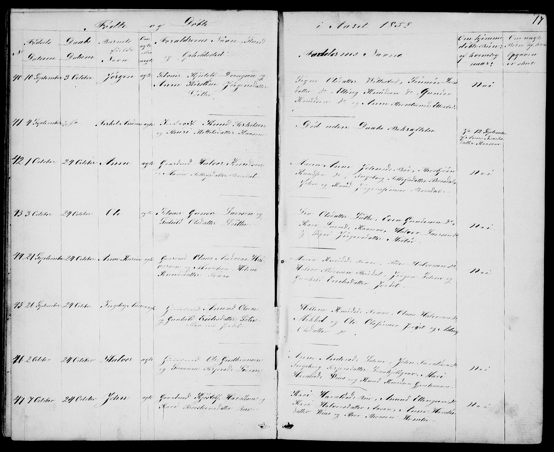 Drangedal kirkebøker, AV/SAKO-A-258/G/Gb/L0001: Klokkerbok nr. II 1, 1856-1894, s. 17