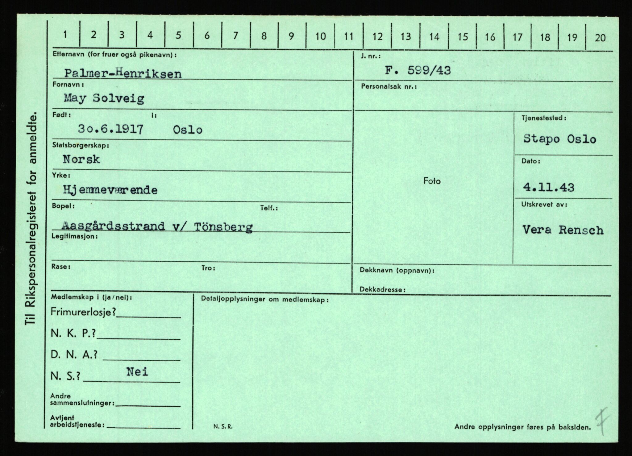 Statspolitiet - Hovedkontoret / Osloavdelingen, AV/RA-S-1329/C/Ca/L0012: Oanæs - Quistgaard	, 1943-1945, s. 2895