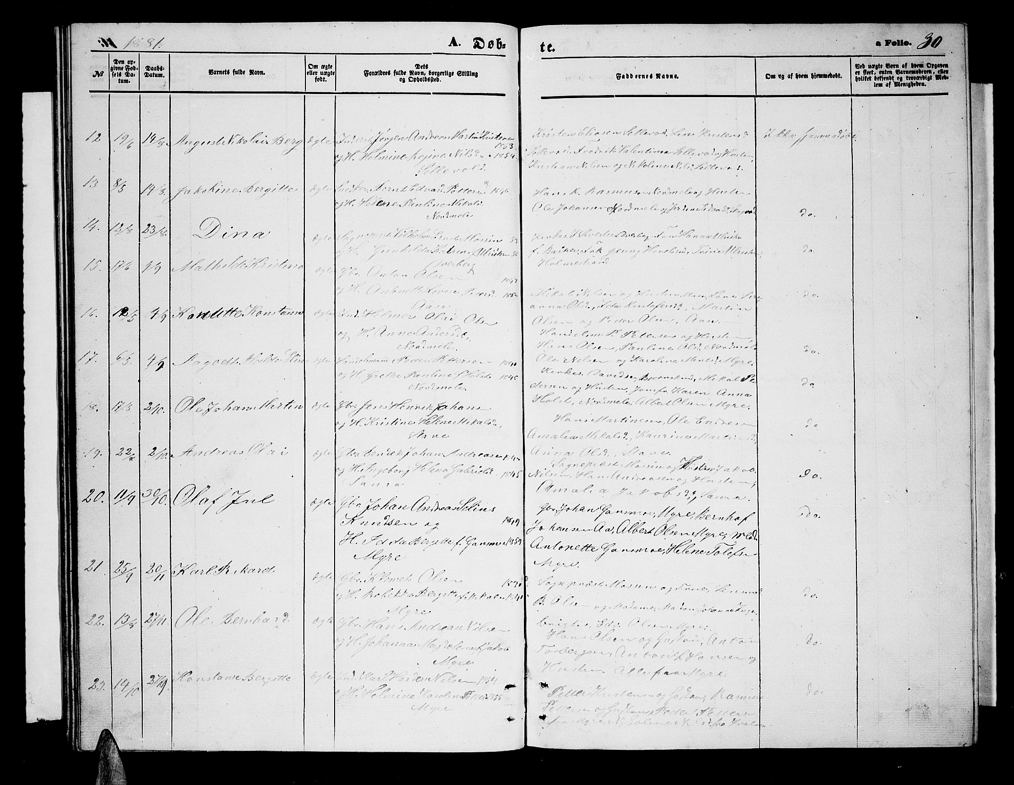 Ministerialprotokoller, klokkerbøker og fødselsregistre - Nordland, AV/SAT-A-1459/897/L1412: Klokkerbok nr. 897C02, 1867-1886, s. 30