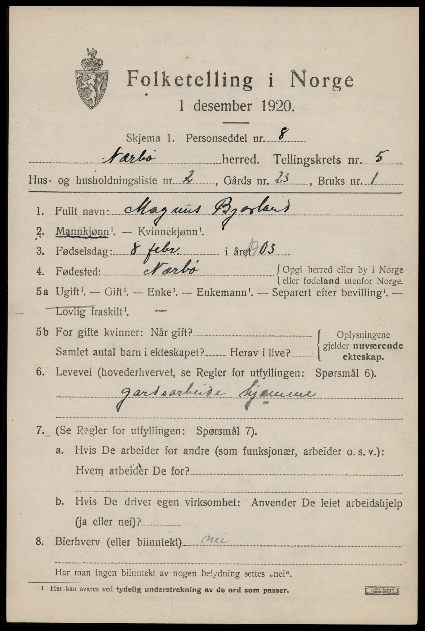 SAST, Folketelling 1920 for 1119 Nærbø herred, 1920, s. 3121