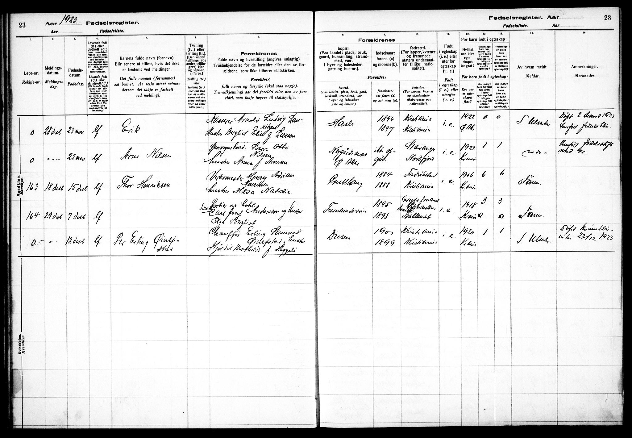 Østre Aker prestekontor Kirkebøker, AV/SAO-A-10840/J/Ja/L0002: Fødselsregister nr. I 2, 1923-1927, s. 23