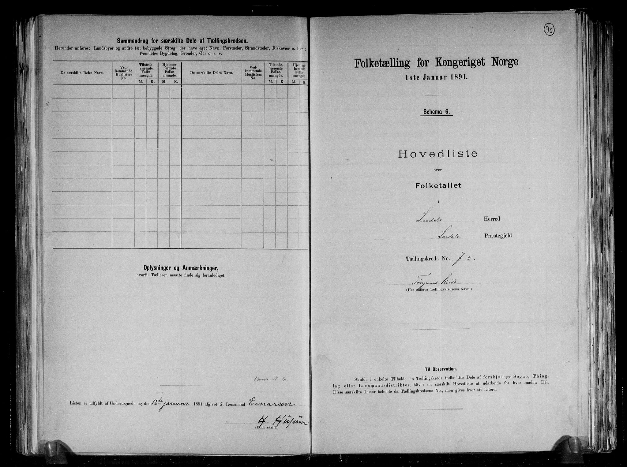 RA, Folketelling 1891 for 1422 Lærdal herred, 1891, s. 8