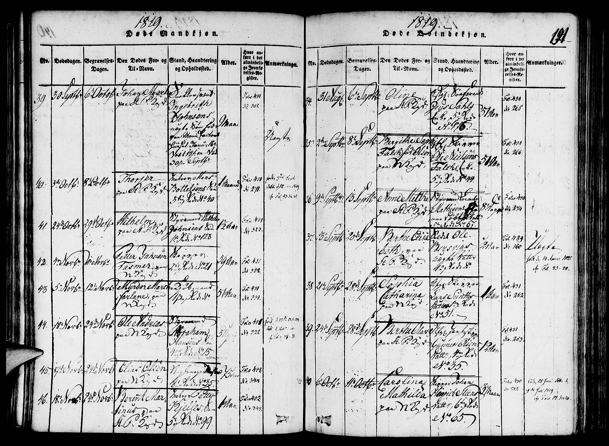 Nykirken Sokneprestembete, AV/SAB-A-77101/H/Haa/L0011: Ministerialbok nr. A 11, 1816-1821, s. 191
