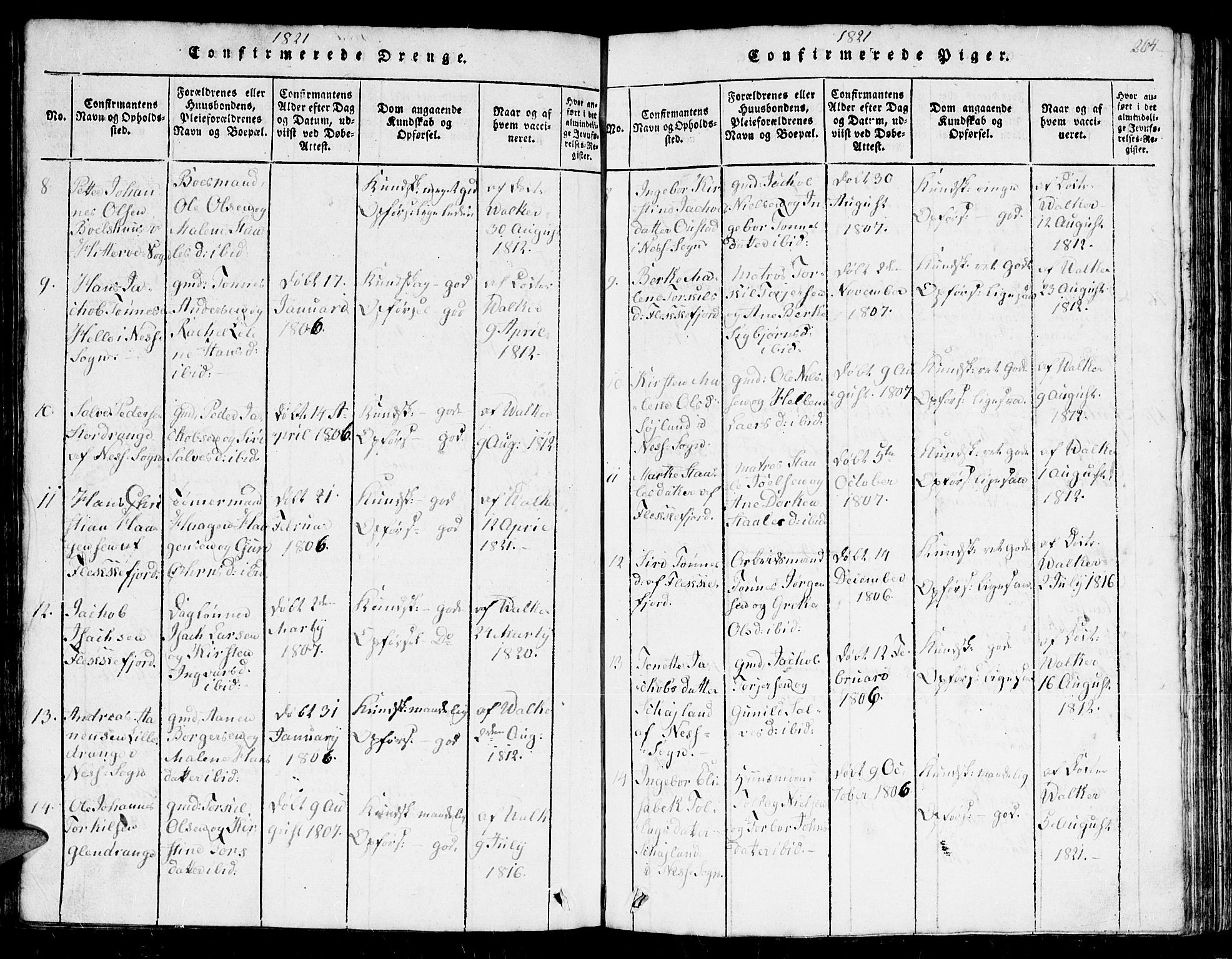 Flekkefjord sokneprestkontor, AV/SAK-1111-0012/F/Fb/Fbc/L0003: Klokkerbok nr. B 3, 1815-1826, s. 263