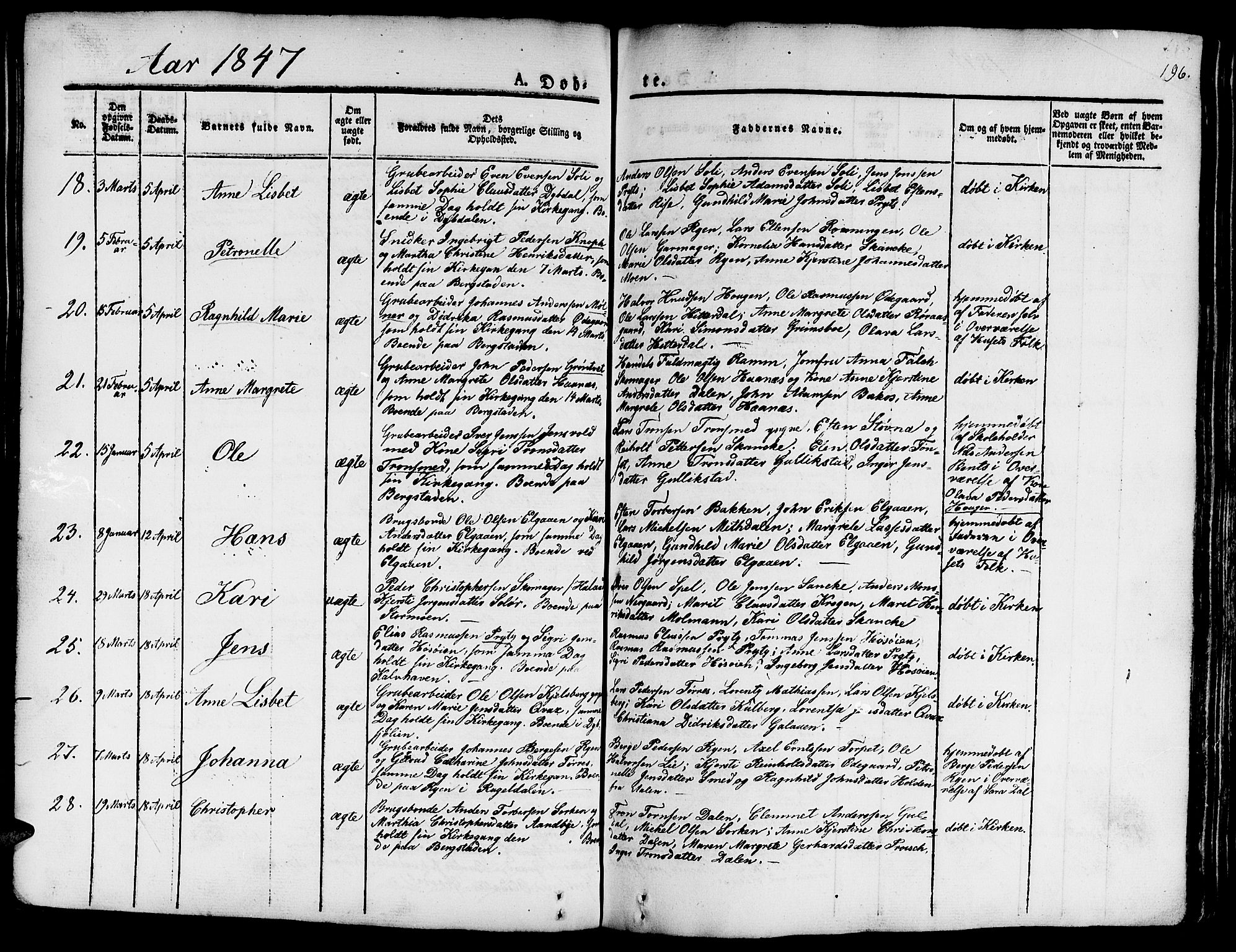 Ministerialprotokoller, klokkerbøker og fødselsregistre - Sør-Trøndelag, SAT/A-1456/681/L0938: Klokkerbok nr. 681C02, 1829-1879, s. 196