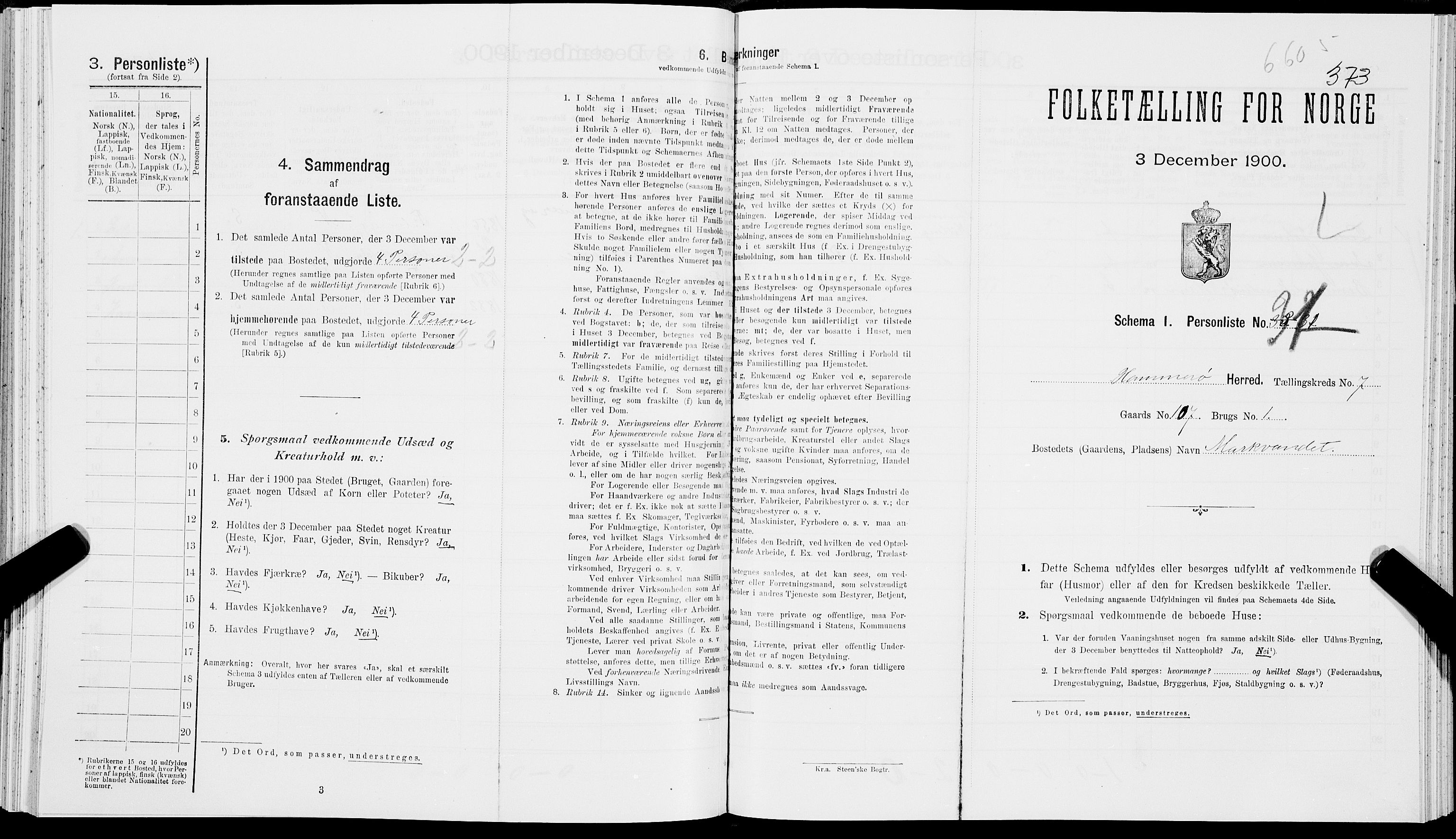 SAT, Folketelling 1900 for 1849 Hamarøy herred, 1900, s. 863