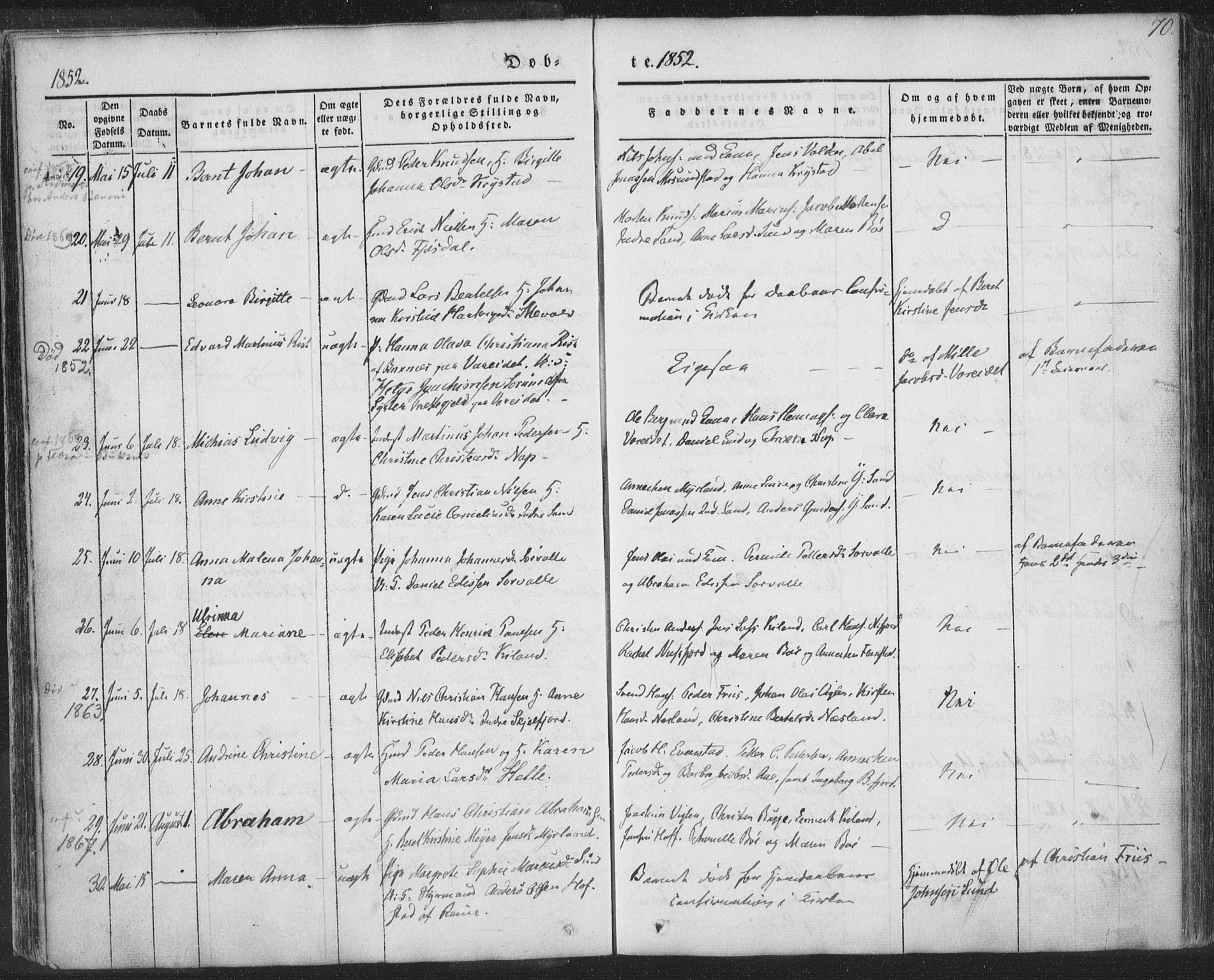 Ministerialprotokoller, klokkerbøker og fødselsregistre - Nordland, SAT/A-1459/885/L1202: Ministerialbok nr. 885A03, 1838-1859, s. 70