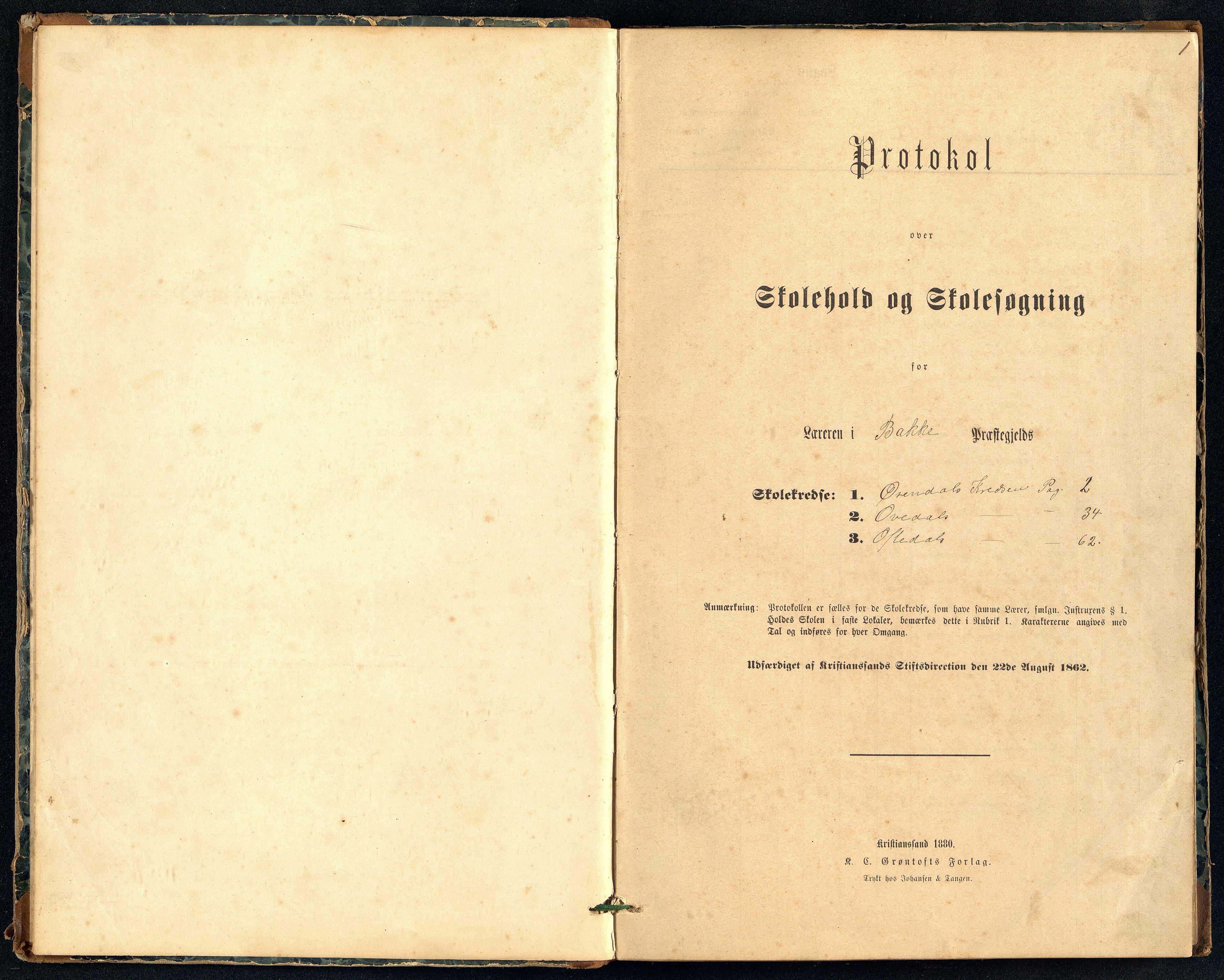 Bakke kommune - Øksendal Skole, ARKSOR/1004BA552/H/L0004: Skoleprotokoll, 1884-1898