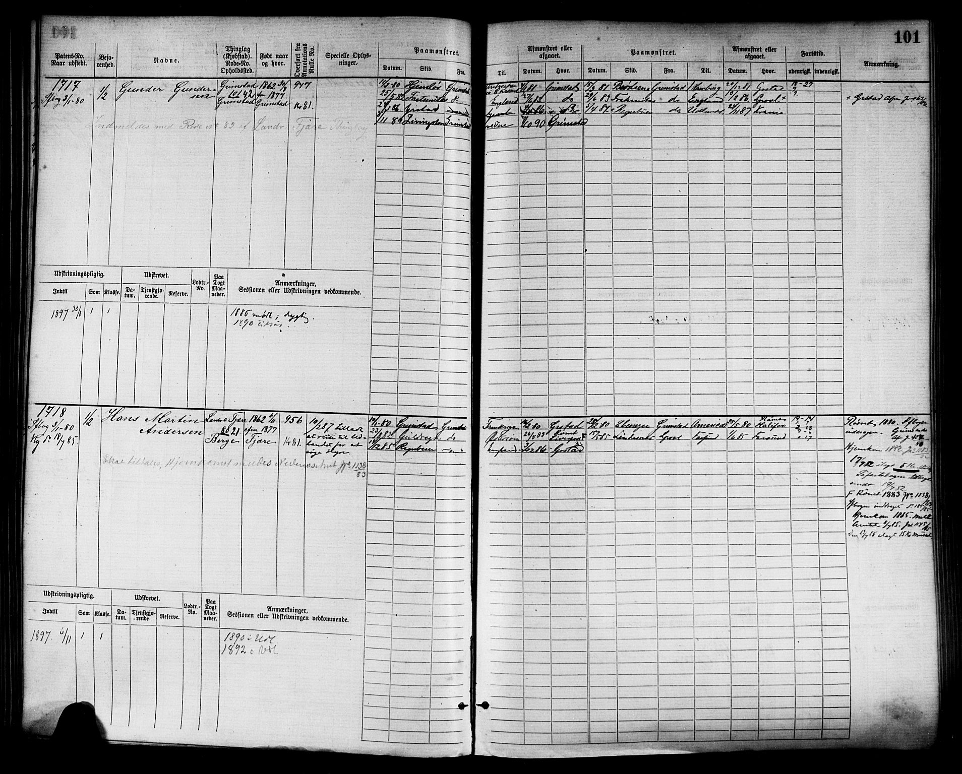 Grimstad mønstringskrets, AV/SAK-2031-0013/F/Fb/L0003: Hovedrulle nr 1517-2276, F-6, 1877-1888, s. 107