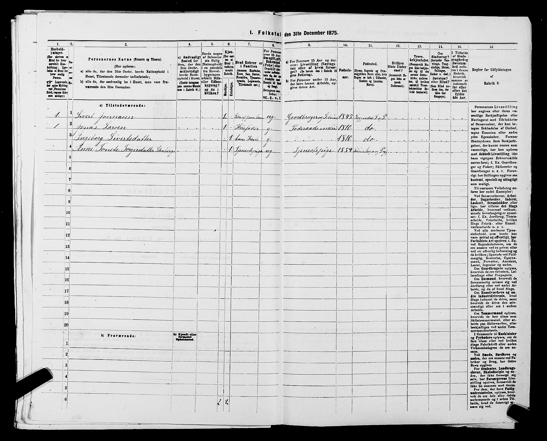 SAST, Folketelling 1875 for 1111L Sokndal prestegjeld, Sokndal landsokn, 1875, s. 101