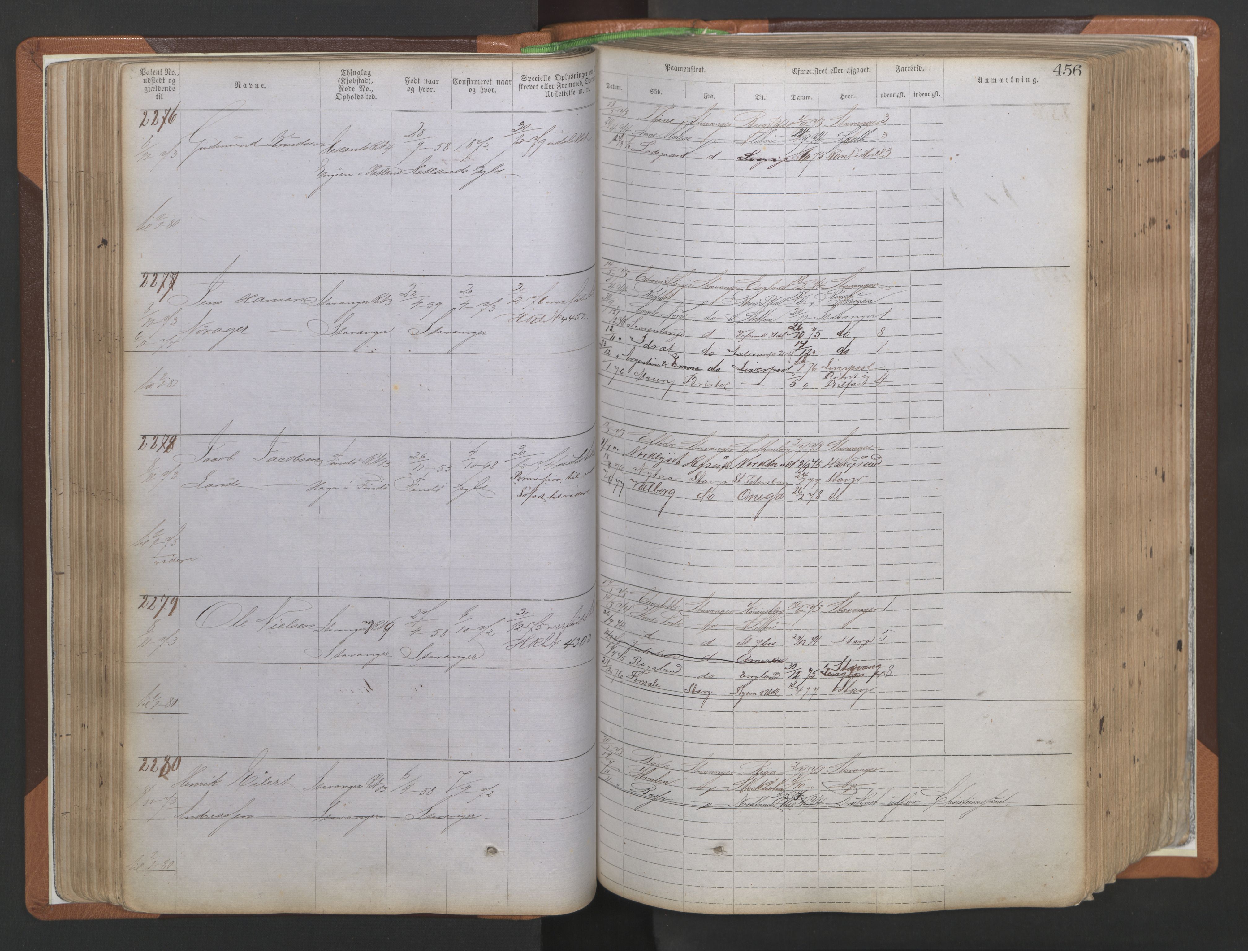 Stavanger sjømannskontor, AV/SAST-A-102006/F/Ff/L0009: Annotasjonsrulle, patentnr. 1805-3605 (dublett), 1872-1900, s. 99