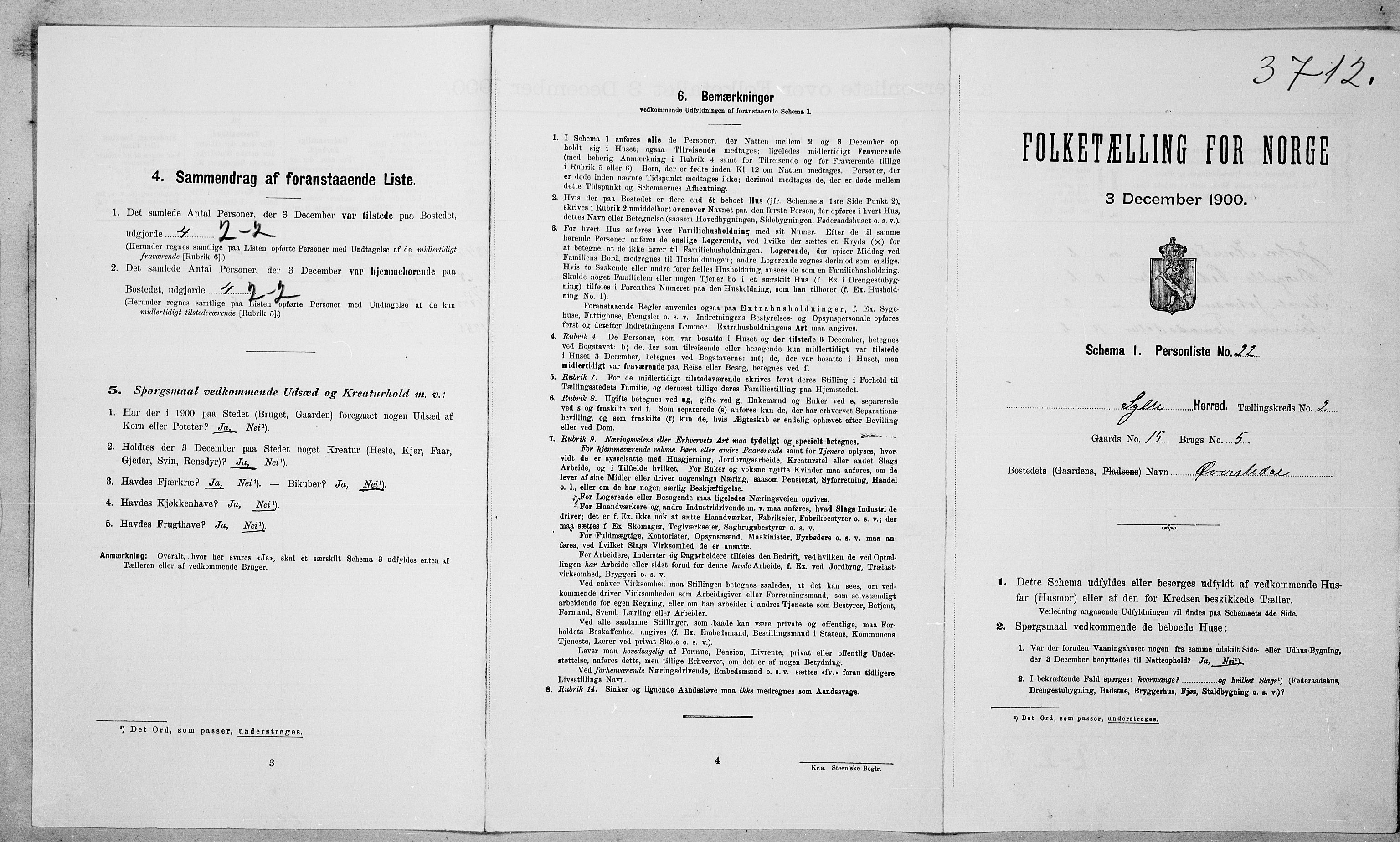SAT, Folketelling 1900 for 1536 Sylte herred, 1900, s. 186