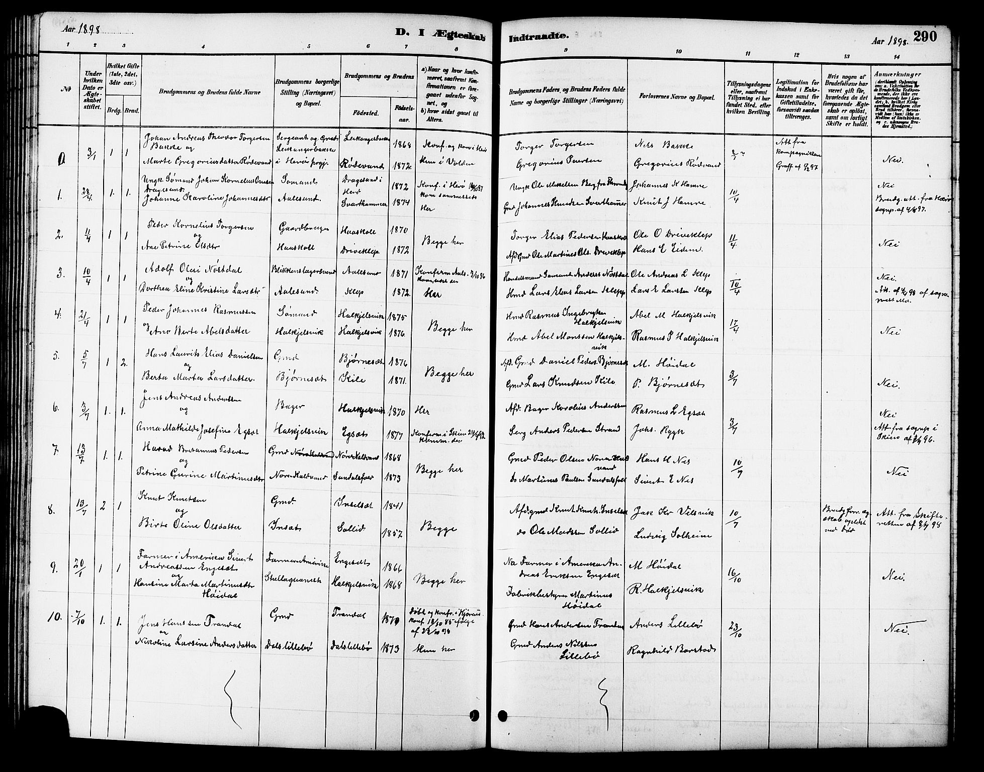 Ministerialprotokoller, klokkerbøker og fødselsregistre - Møre og Romsdal, AV/SAT-A-1454/511/L0158: Klokkerbok nr. 511C04, 1884-1903, s. 290