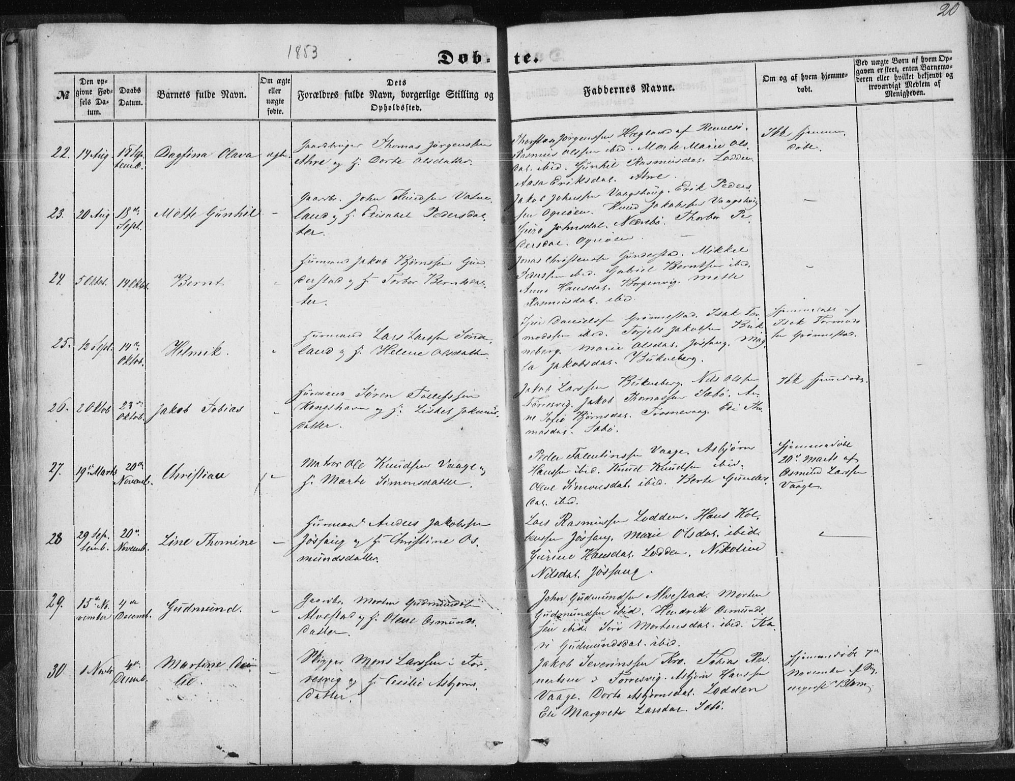Tysvær sokneprestkontor, AV/SAST-A -101864/H/Ha/Haa/L0002: Ministerialbok nr. A 2, 1847-1856, s. 20