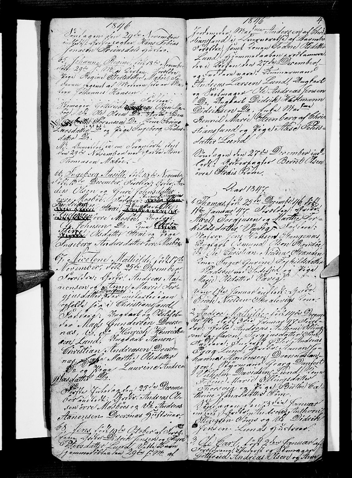 Oddernes sokneprestkontor, AV/SAK-1111-0033/F/Fb/Fba/L0005: Klokkerbok nr. B 5, 1846-1859, s. 4