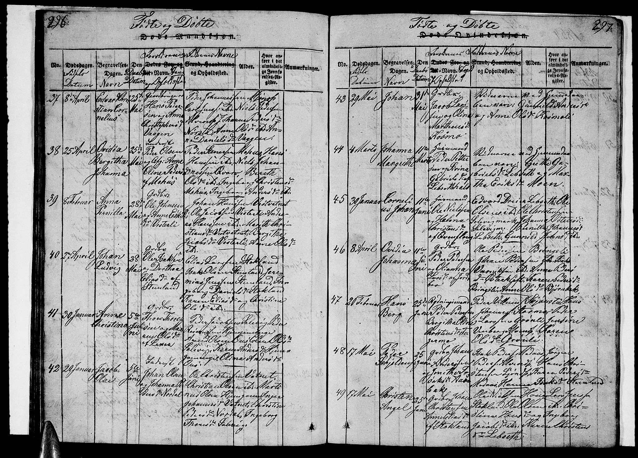 Ministerialprotokoller, klokkerbøker og fødselsregistre - Nordland, AV/SAT-A-1459/852/L0752: Klokkerbok nr. 852C03, 1840-1855, s. 296-297