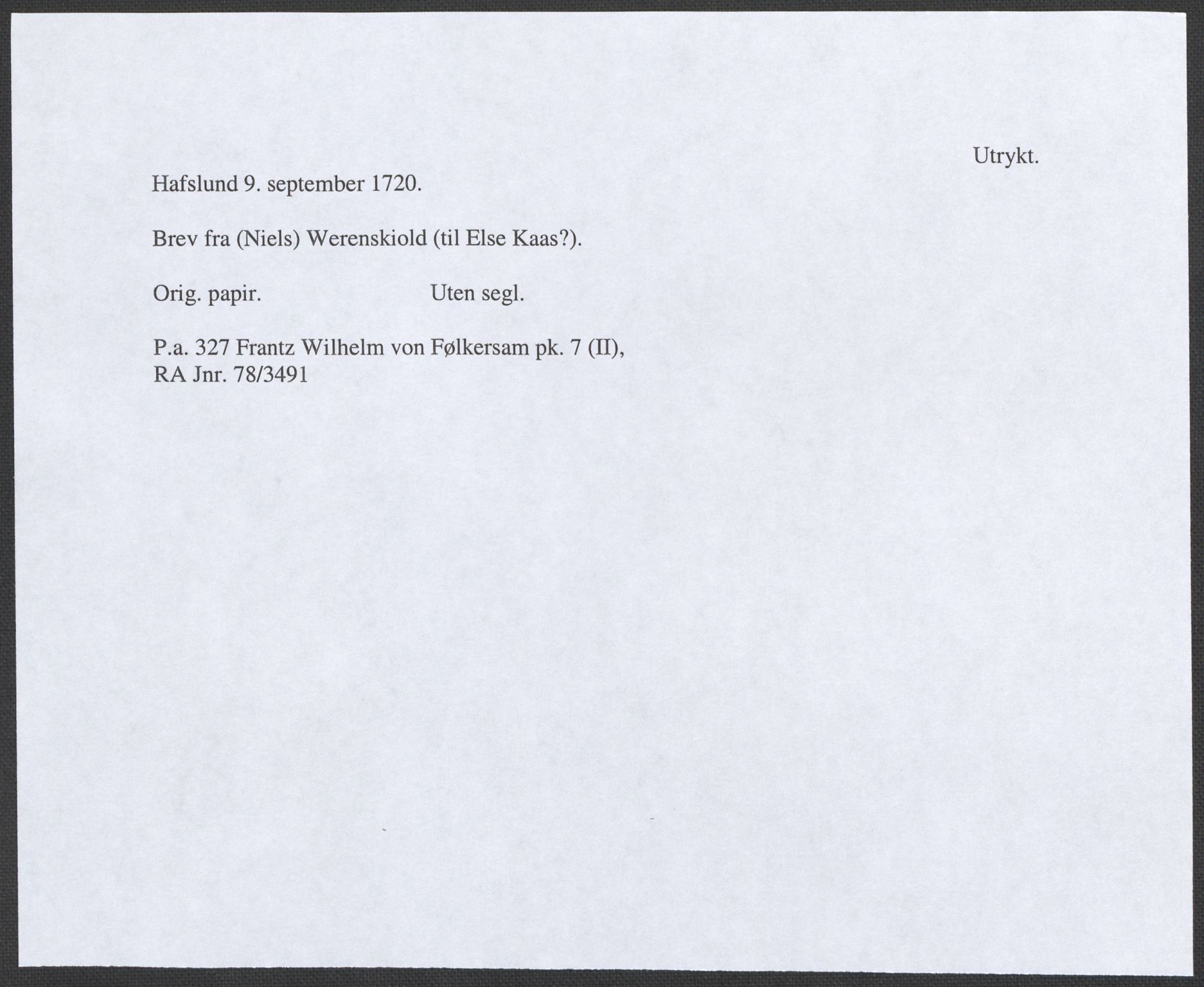 Riksarkivets diplomsamling, AV/RA-EA-5965/F12/L0005: Pk. 7 (II), 1613-1721, s. 242