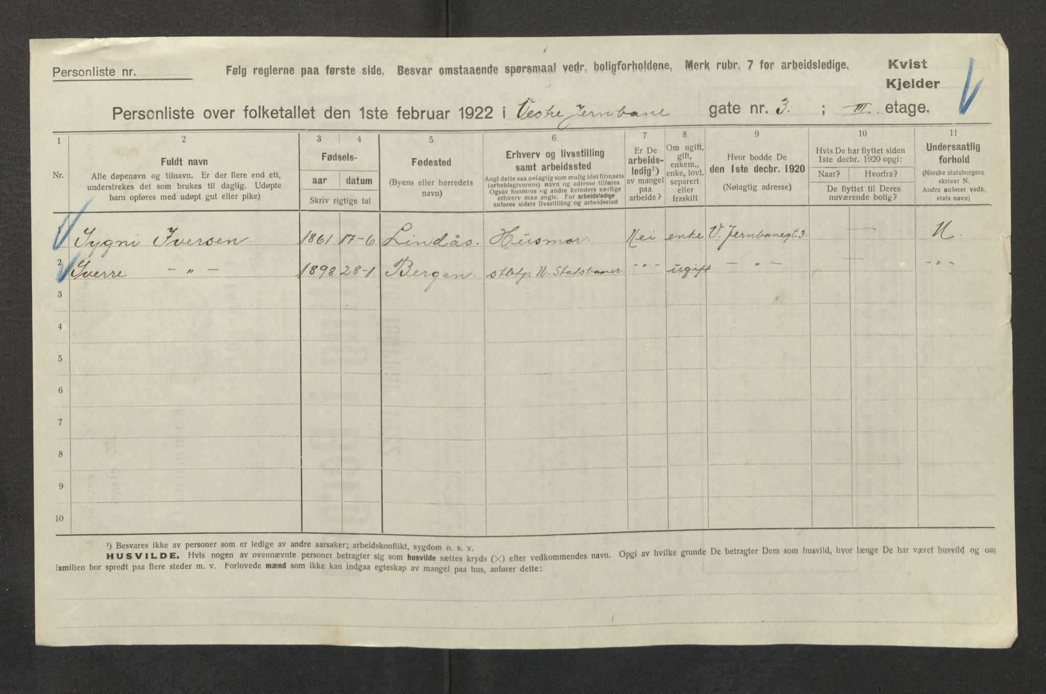 SAB, Kommunal folketelling 1922 for Bergen kjøpstad, 1922, s. 15648