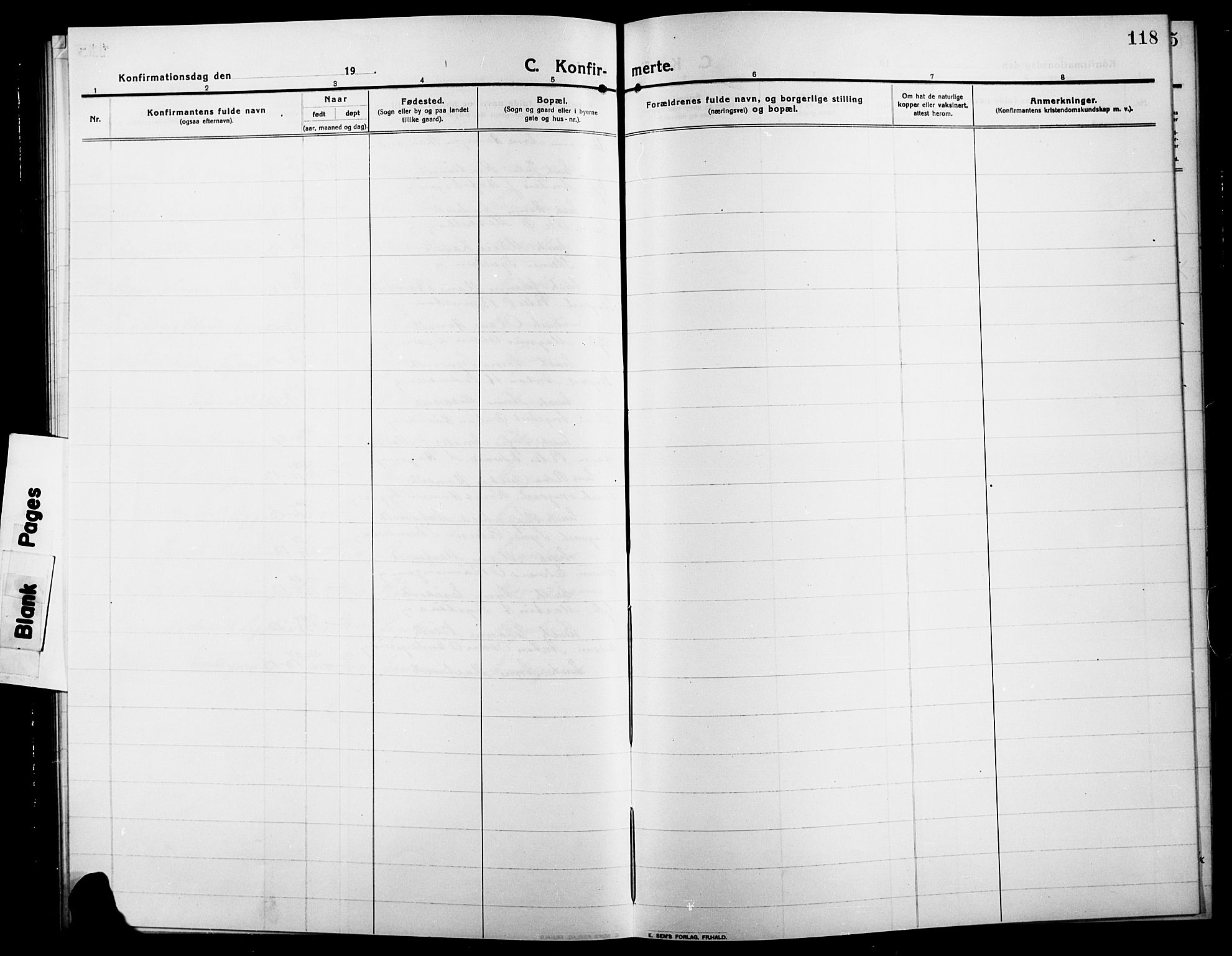 Søndre Land prestekontor, AV/SAH-PREST-122/L/L0006: Klokkerbok nr. 6, 1912-1925, s. 118