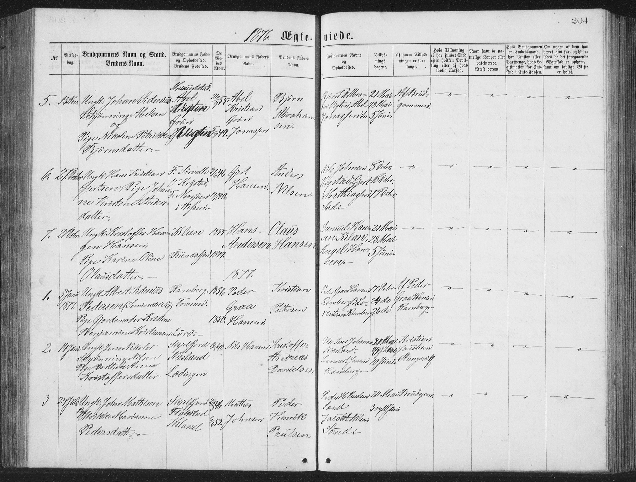 Ministerialprotokoller, klokkerbøker og fødselsregistre - Nordland, AV/SAT-A-1459/885/L1213: Klokkerbok nr. 885C02, 1874-1892, s. 204