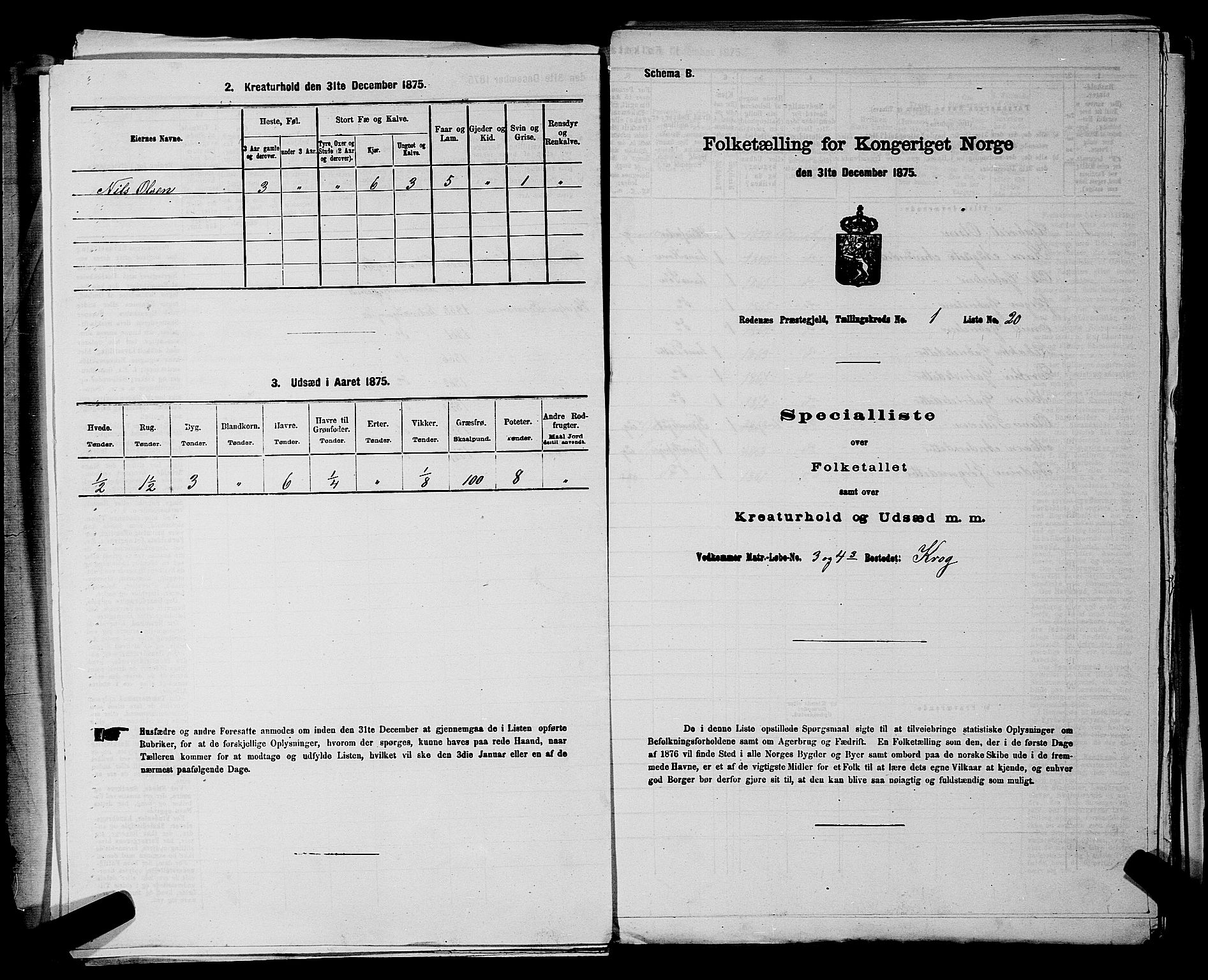 RA, Folketelling 1875 for 0120P Rødenes prestegjeld, 1875, s. 63