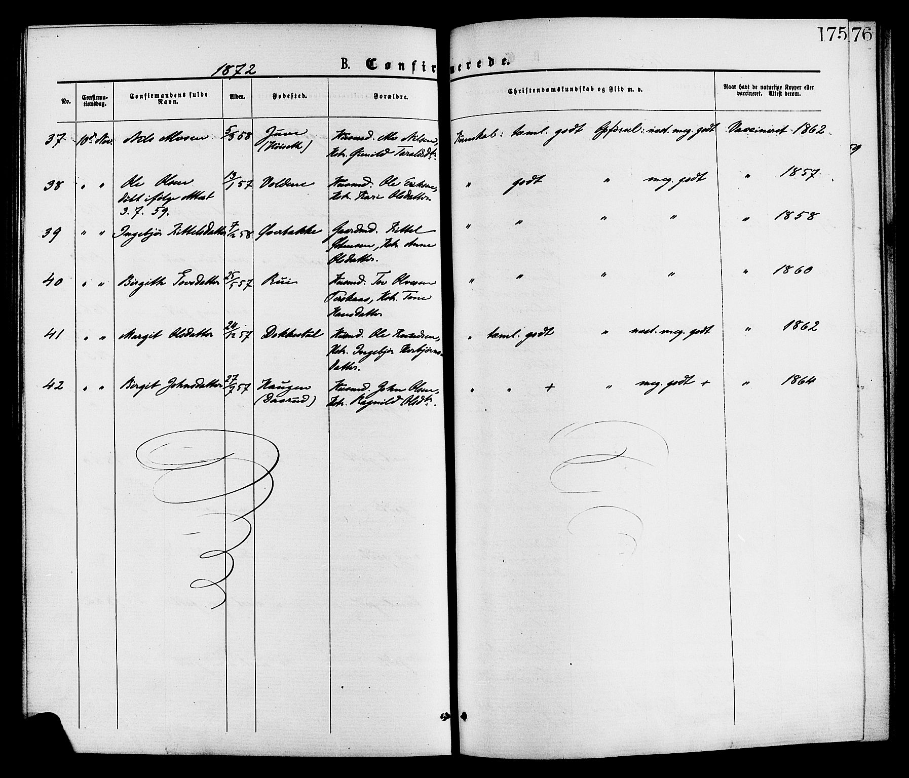 Gransherad kirkebøker, SAKO/A-267/F/Fa/L0004: Ministerialbok nr. I 4, 1871-1886, s. 175