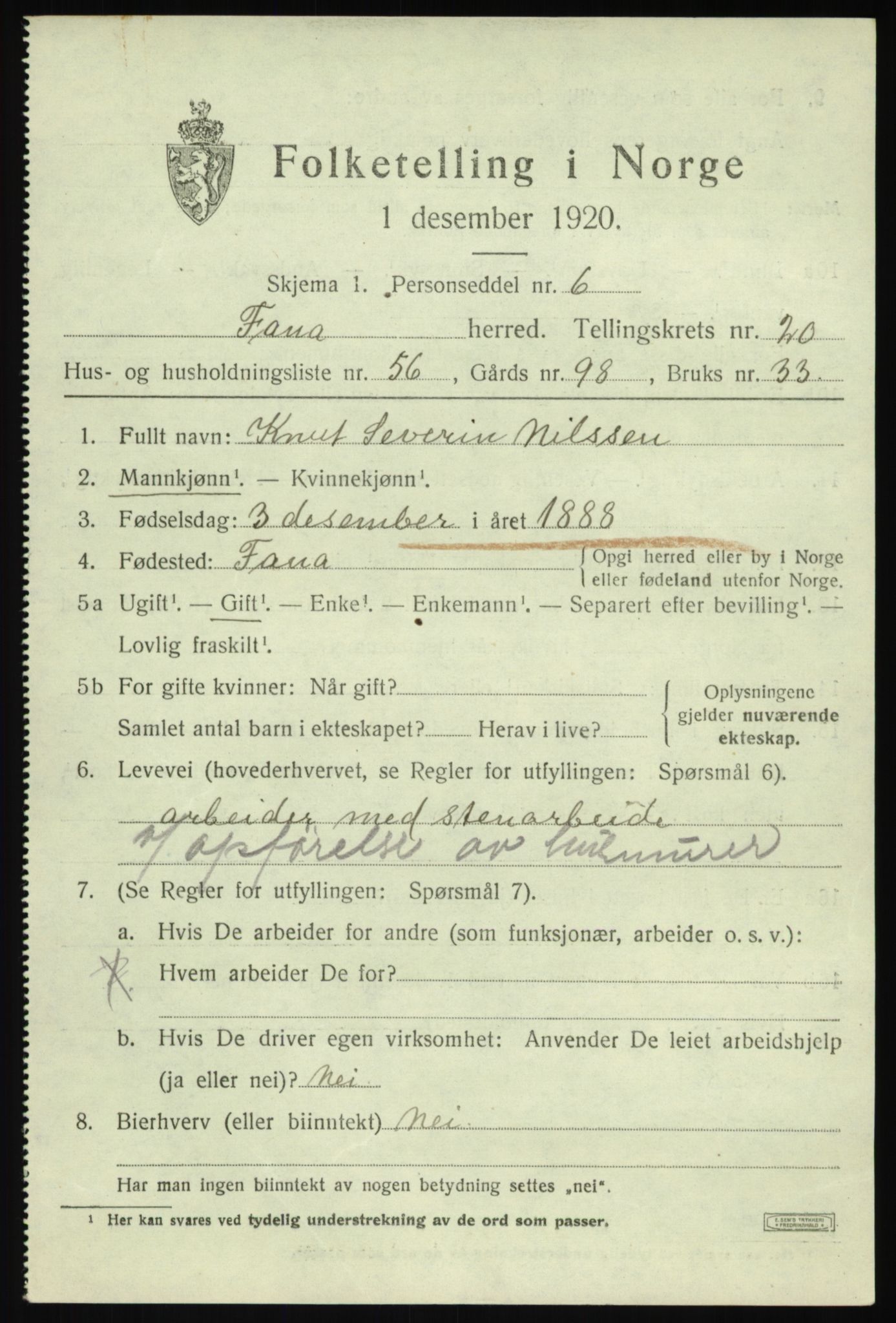 SAB, Folketelling 1920 for 1249 Fana herred, 1920, s. 24669