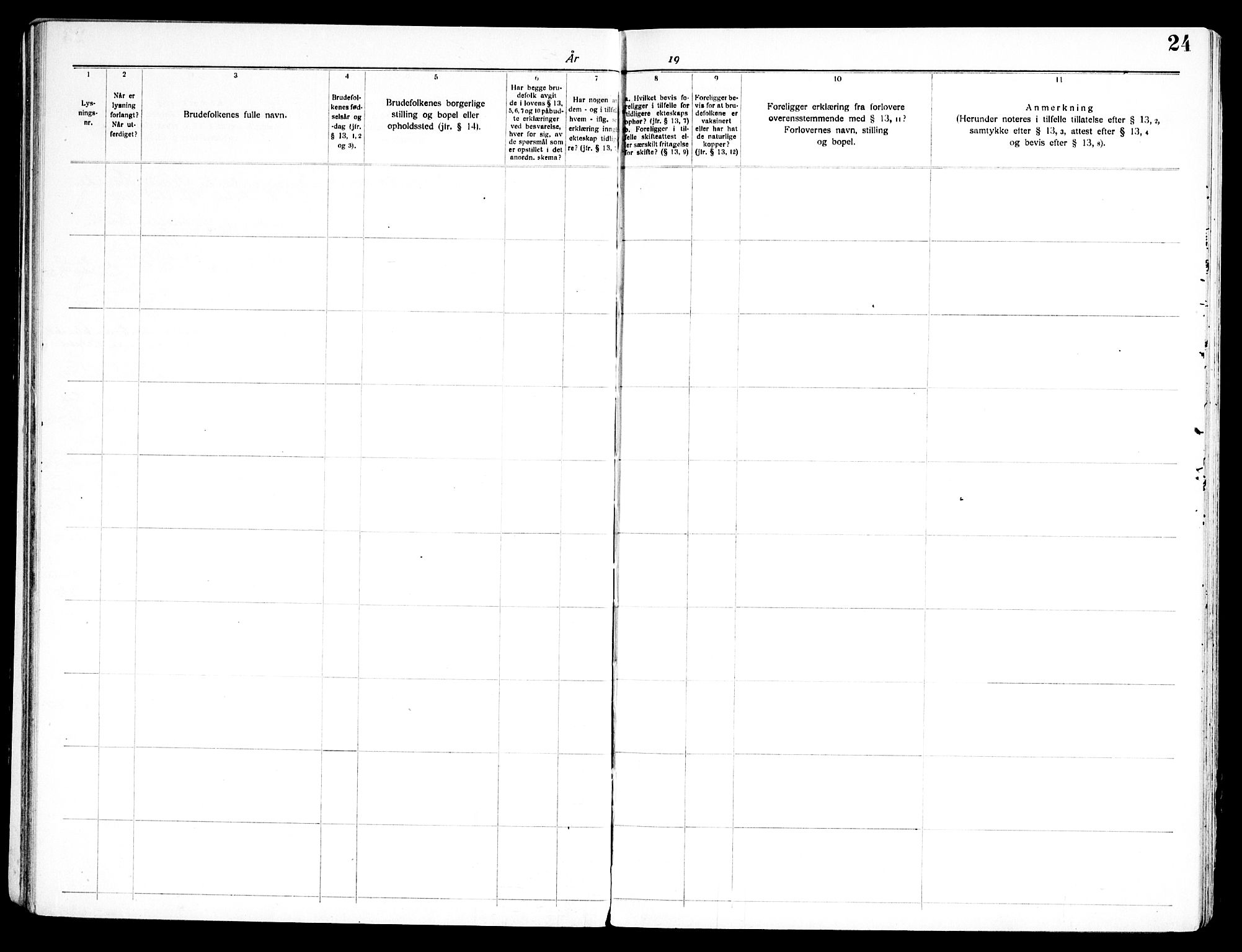 Kråkstad prestekontor Kirkebøker, SAO/A-10125a/H/Ha/L0001: Lysningsprotokoll nr. I 1, 1919-1969, s. 24