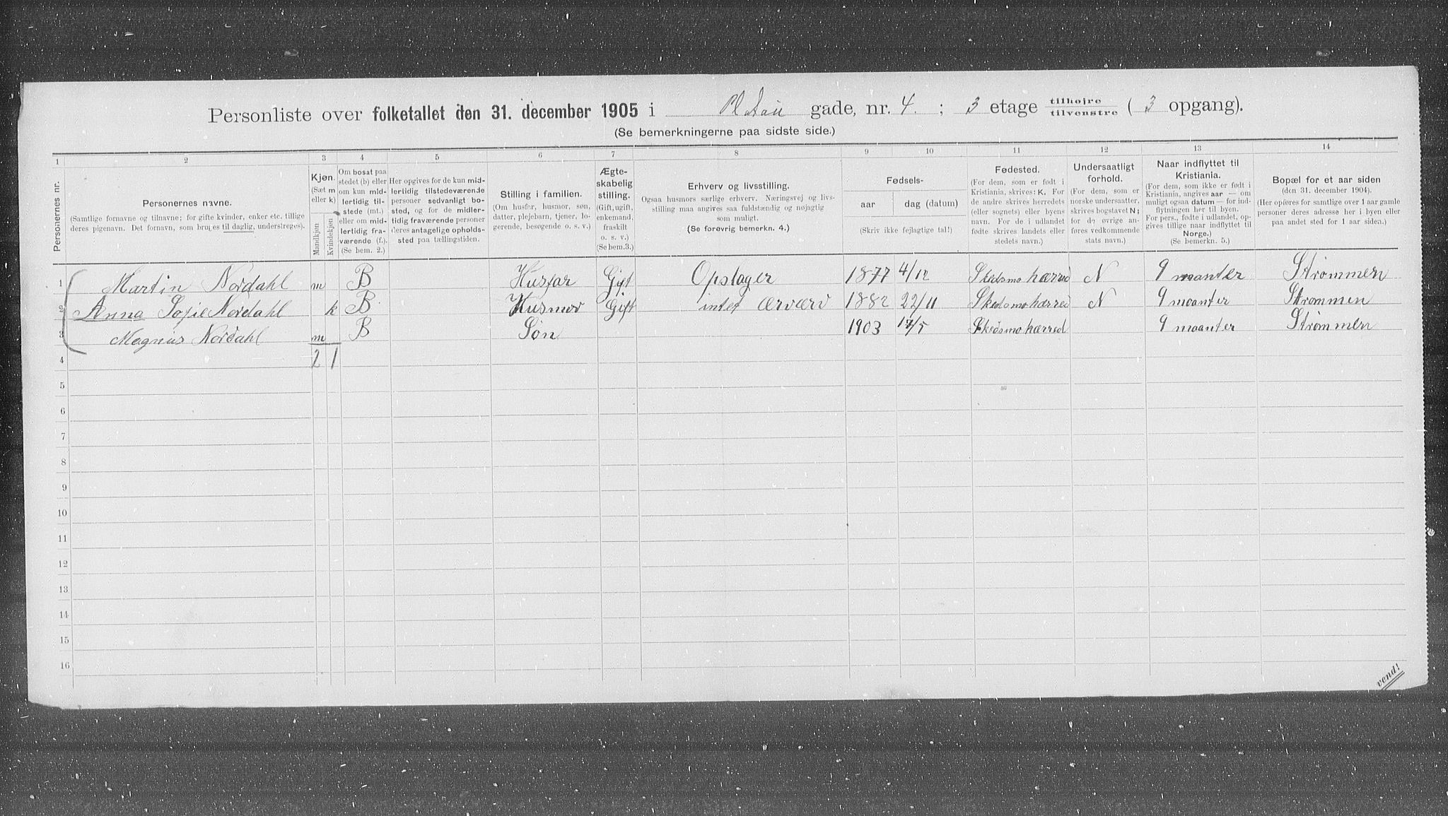 OBA, Kommunal folketelling 31.12.1905 for Kristiania kjøpstad, 1905, s. 42295