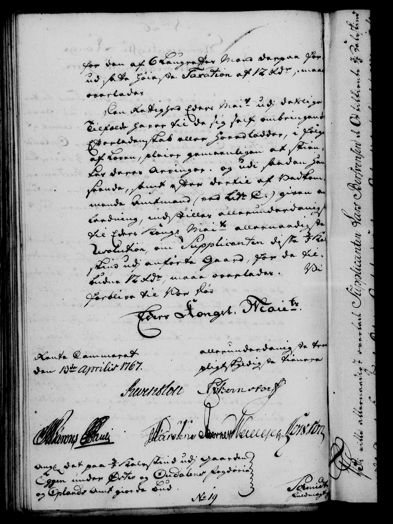 Rentekammeret, Kammerkanselliet, RA/EA-3111/G/Gf/Gfa/L0049: Norsk relasjons- og resolusjonsprotokoll (merket RK 52.49), 1767, s. 121