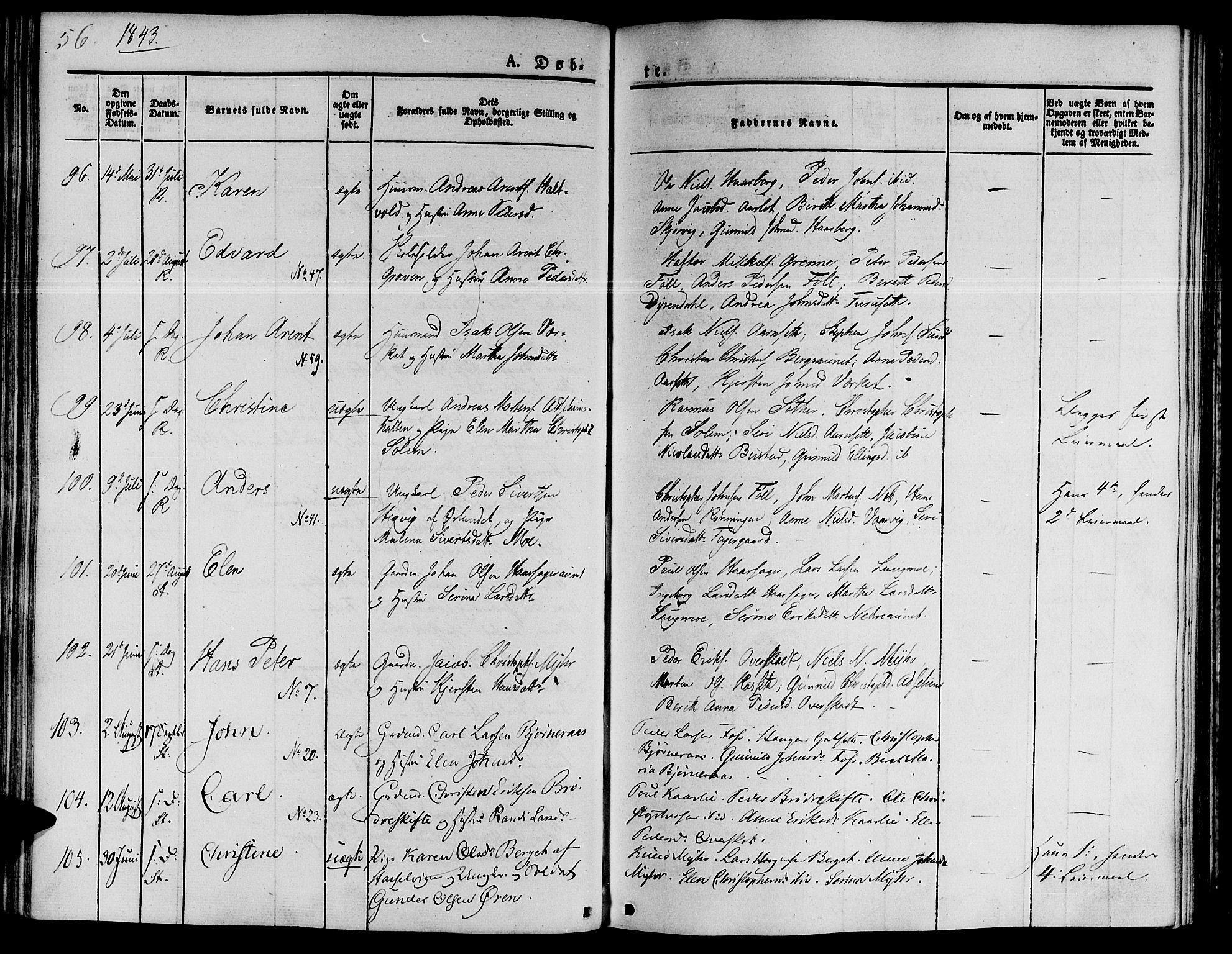Ministerialprotokoller, klokkerbøker og fødselsregistre - Sør-Trøndelag, SAT/A-1456/646/L0610: Ministerialbok nr. 646A08, 1837-1847, s. 56
