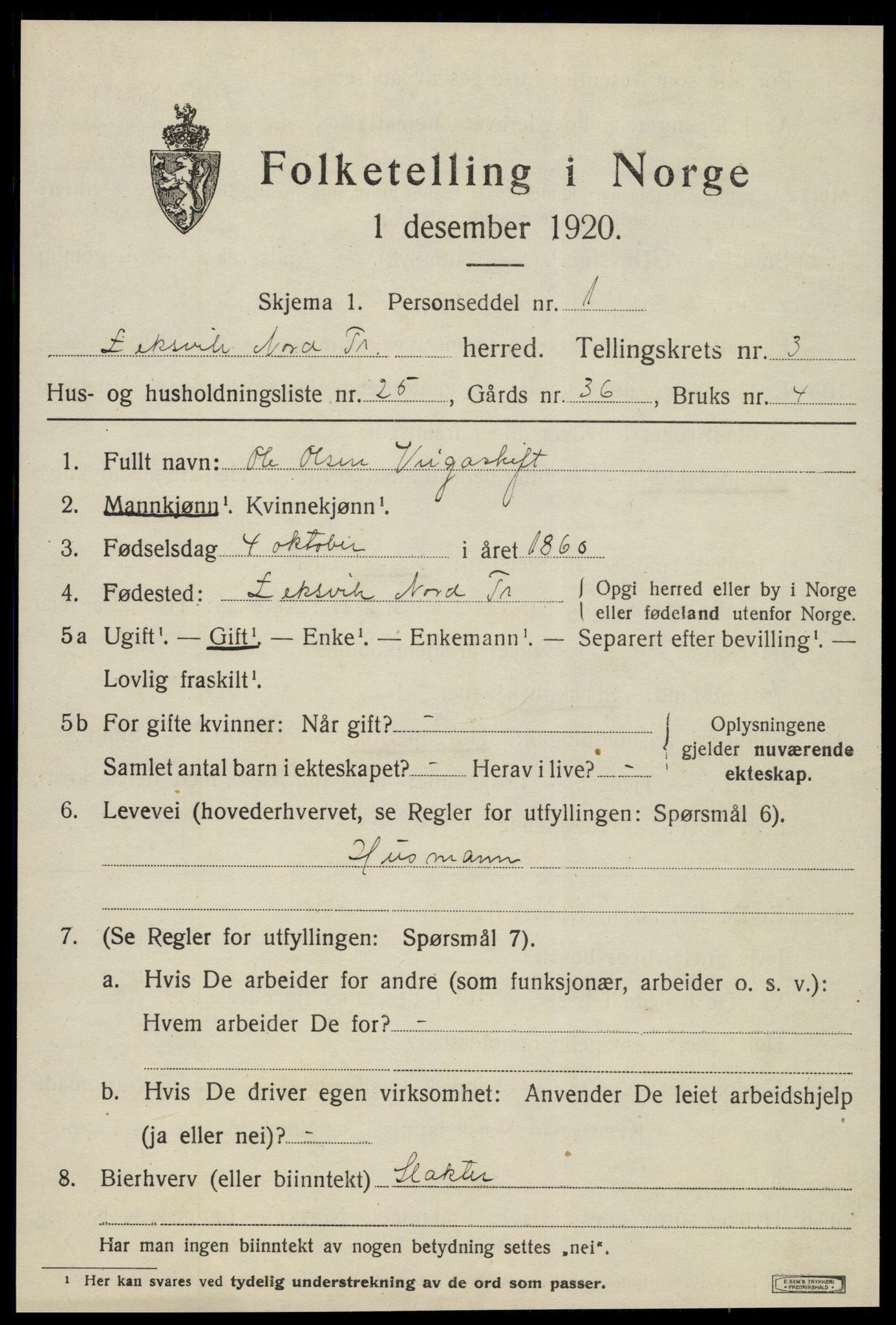 SAT, Folketelling 1920 for 1718 Leksvik herred, 1920, s. 3202