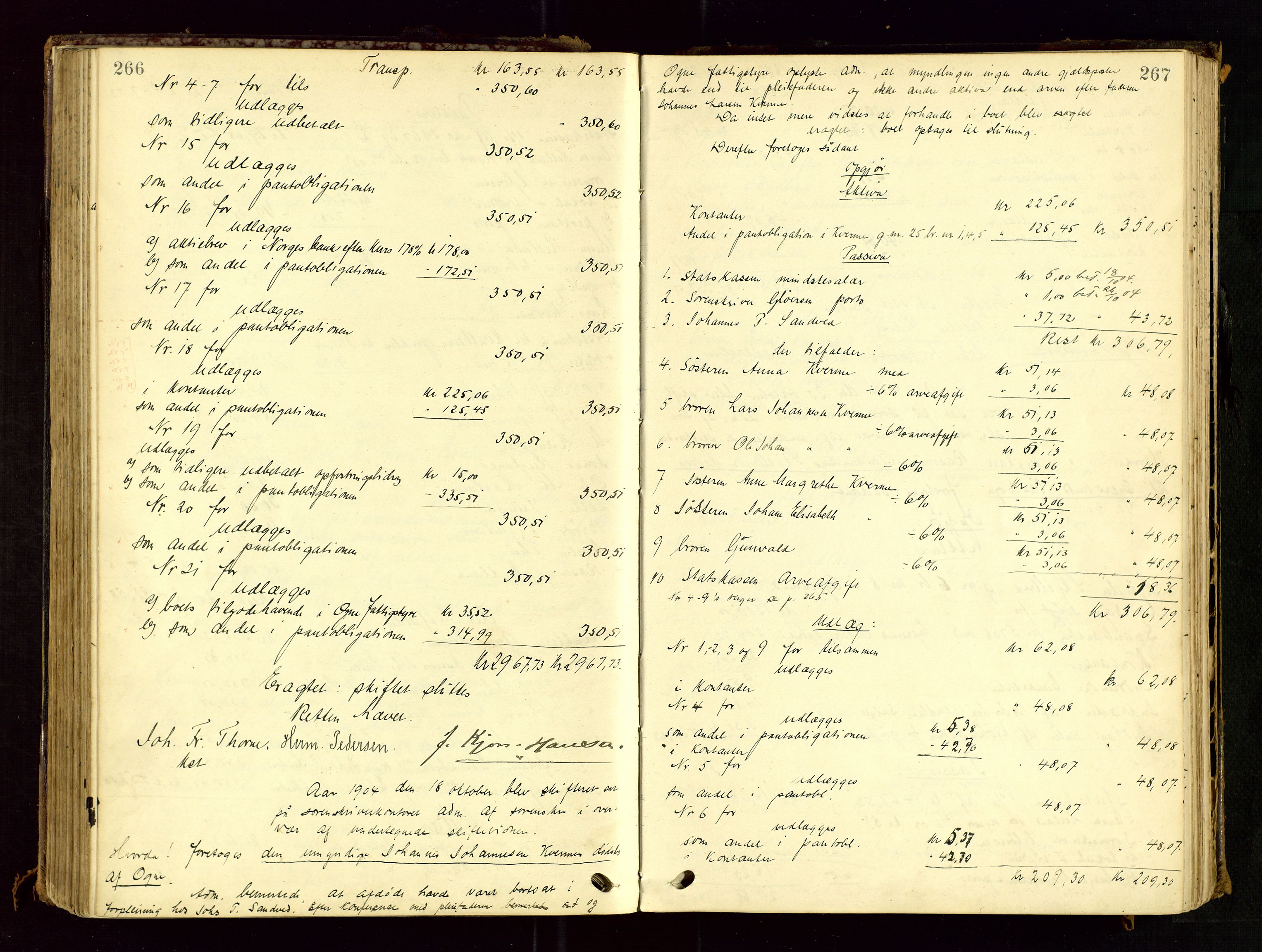 Dalane sorenskriveri, AV/SAST-A-100309/001/5/500/500BD/L0001: UTLODNINGSPROTOKOLL, 1900-1912, s. 266-267
