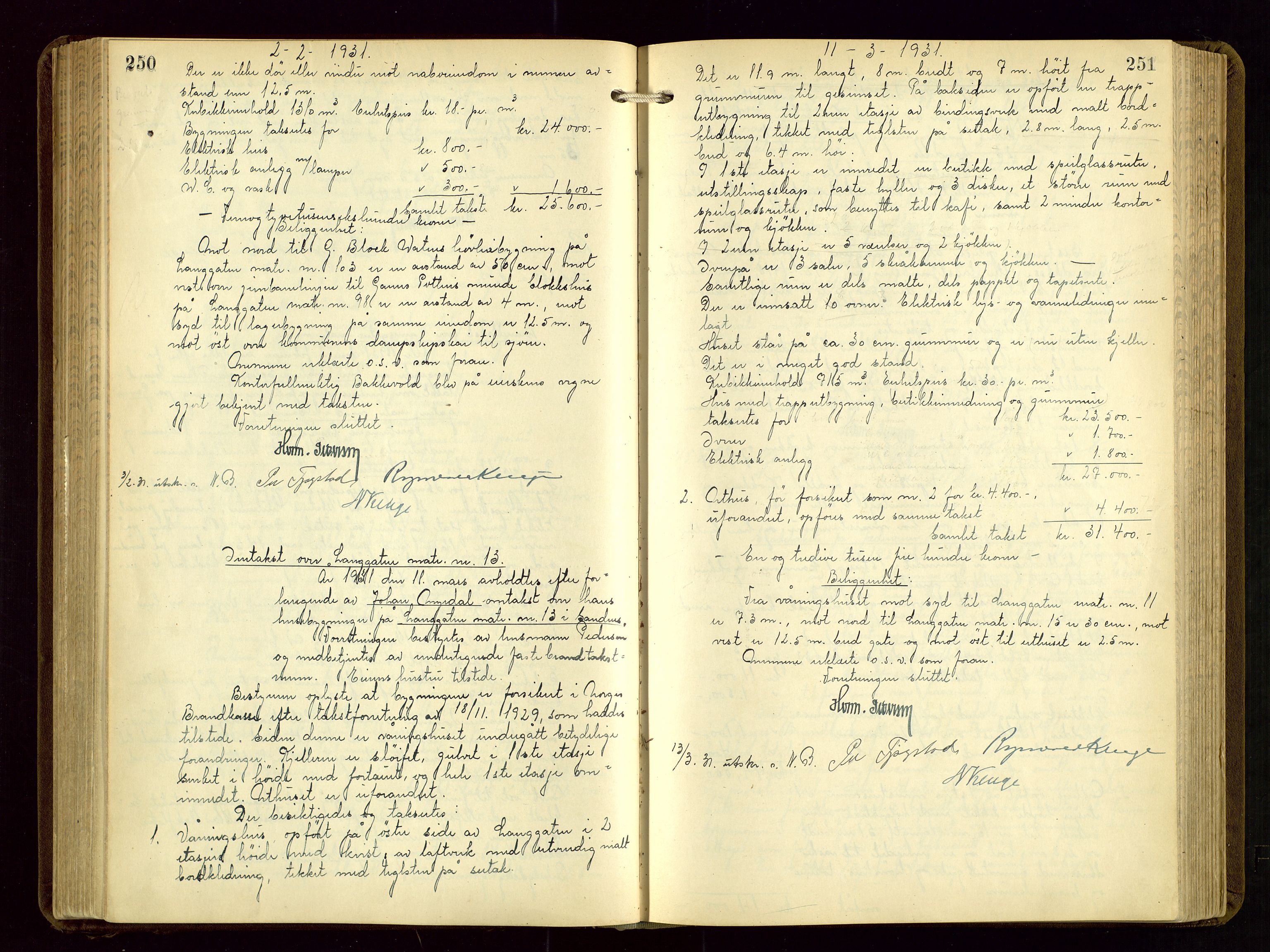 Sandnes lensmannskontor, AV/SAST-A-100167/Goa/L0003: "Brandtakstprotokol", 1924-1934, s. 250-251