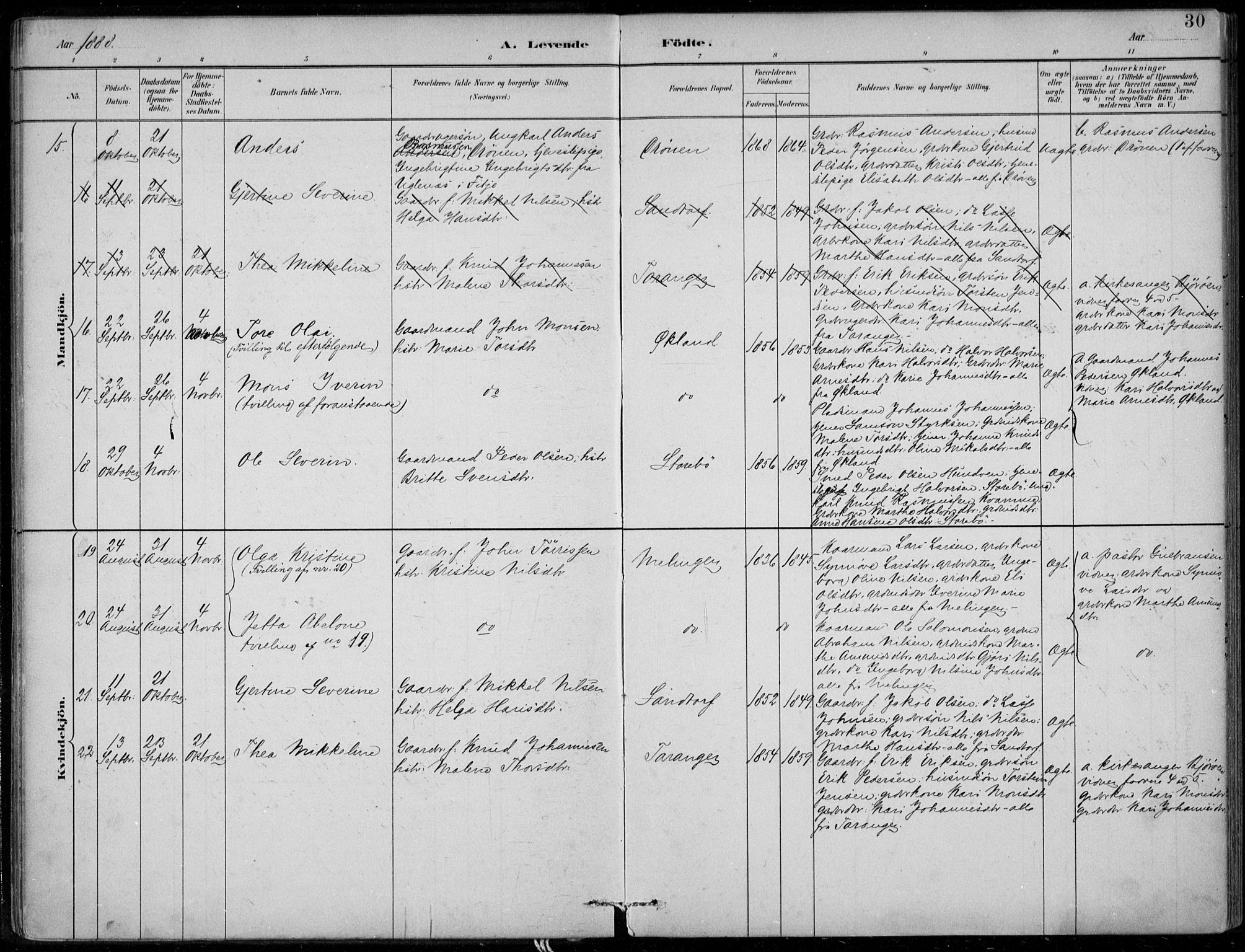 Sund sokneprestembete, AV/SAB-A-99930: Ministerialbok nr. C  1, 1882-1899, s. 30