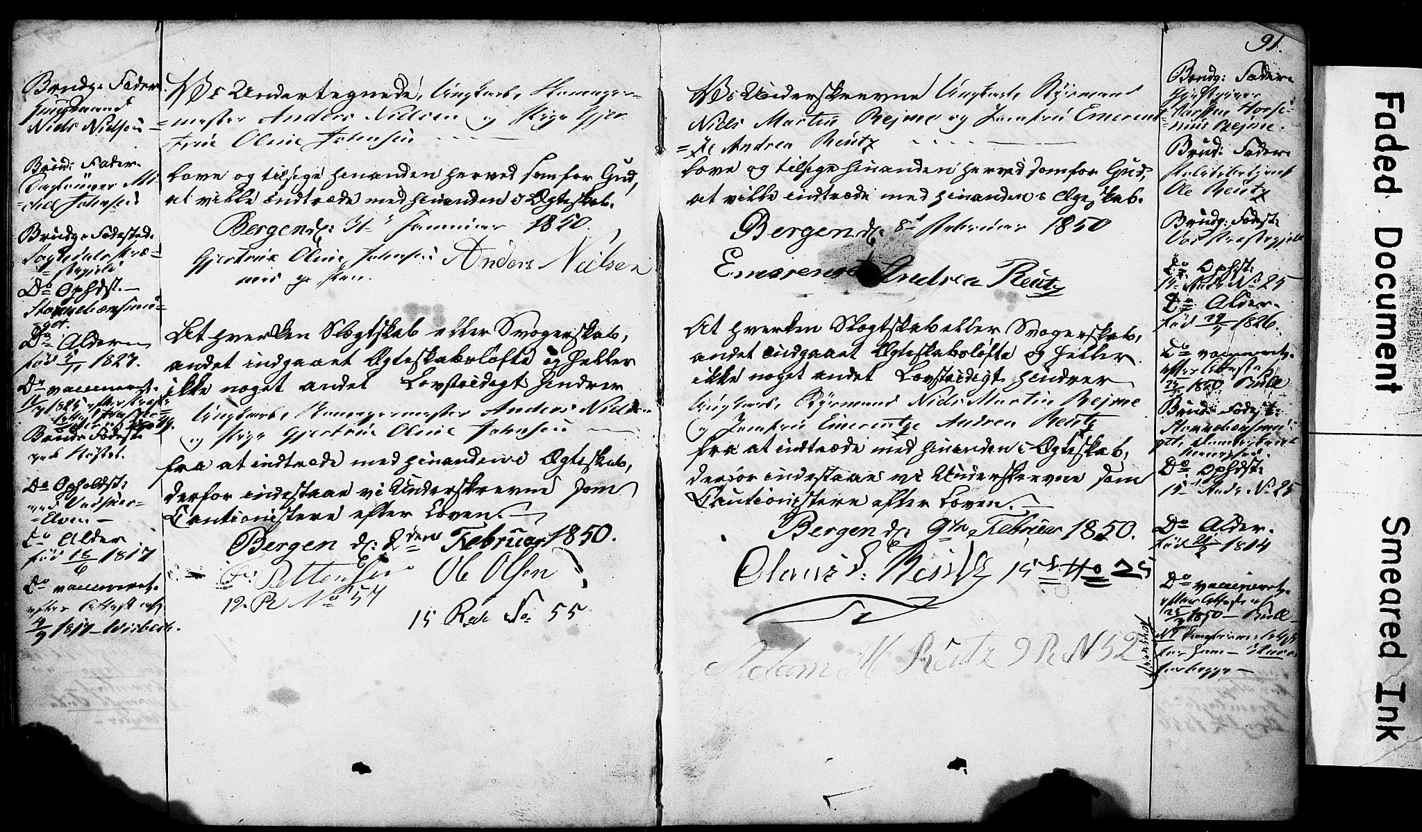 Domkirken sokneprestembete, SAB/A-74801: Forlovererklæringer nr. II.5.4, 1845-1852, s. 91