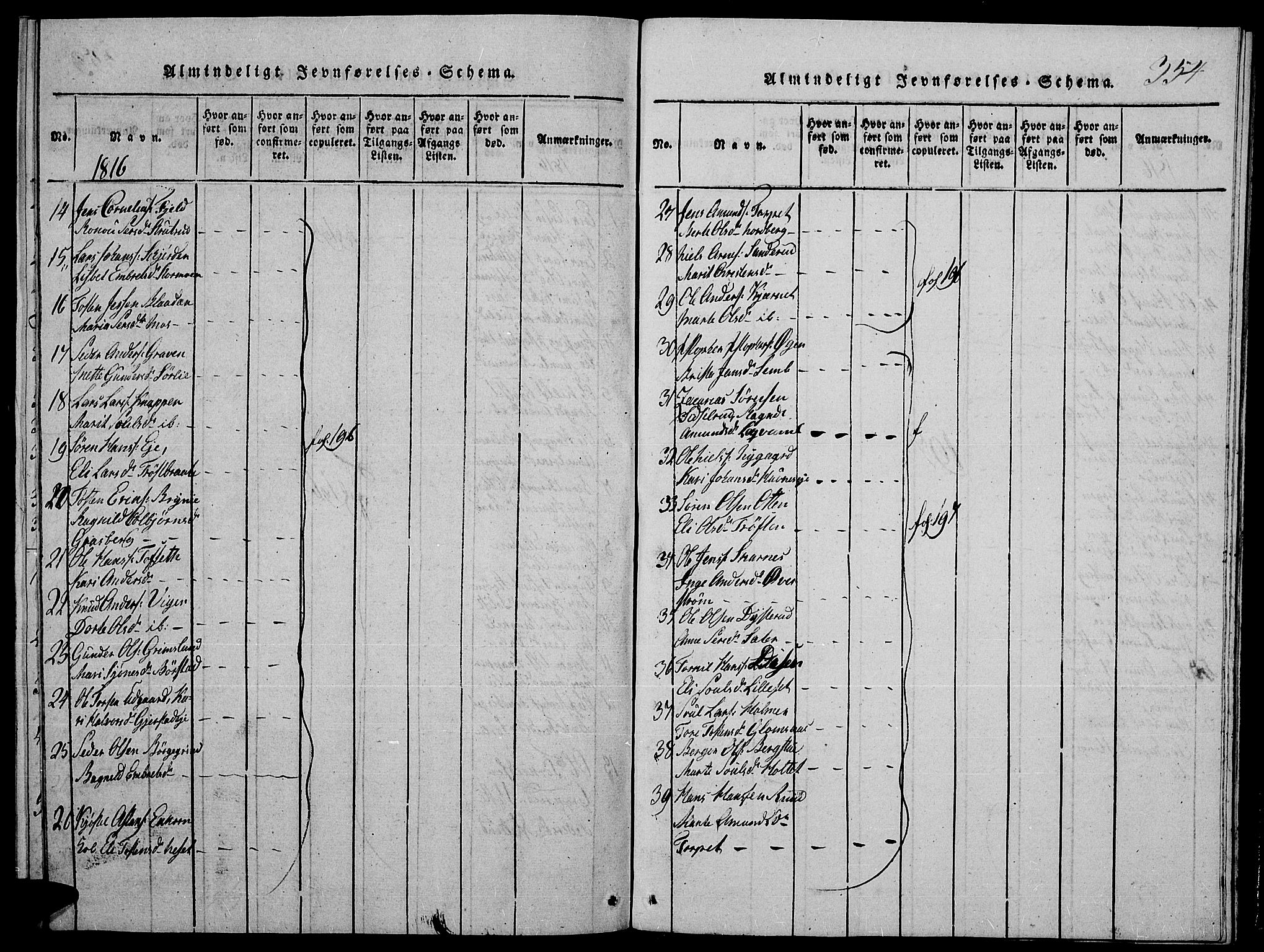 Strøm-Odalen prestekontor, AV/SAH-PREST-028/H/Ha/Hab/L0001: Klokkerbok nr. 1, 1813-1825, s. 354