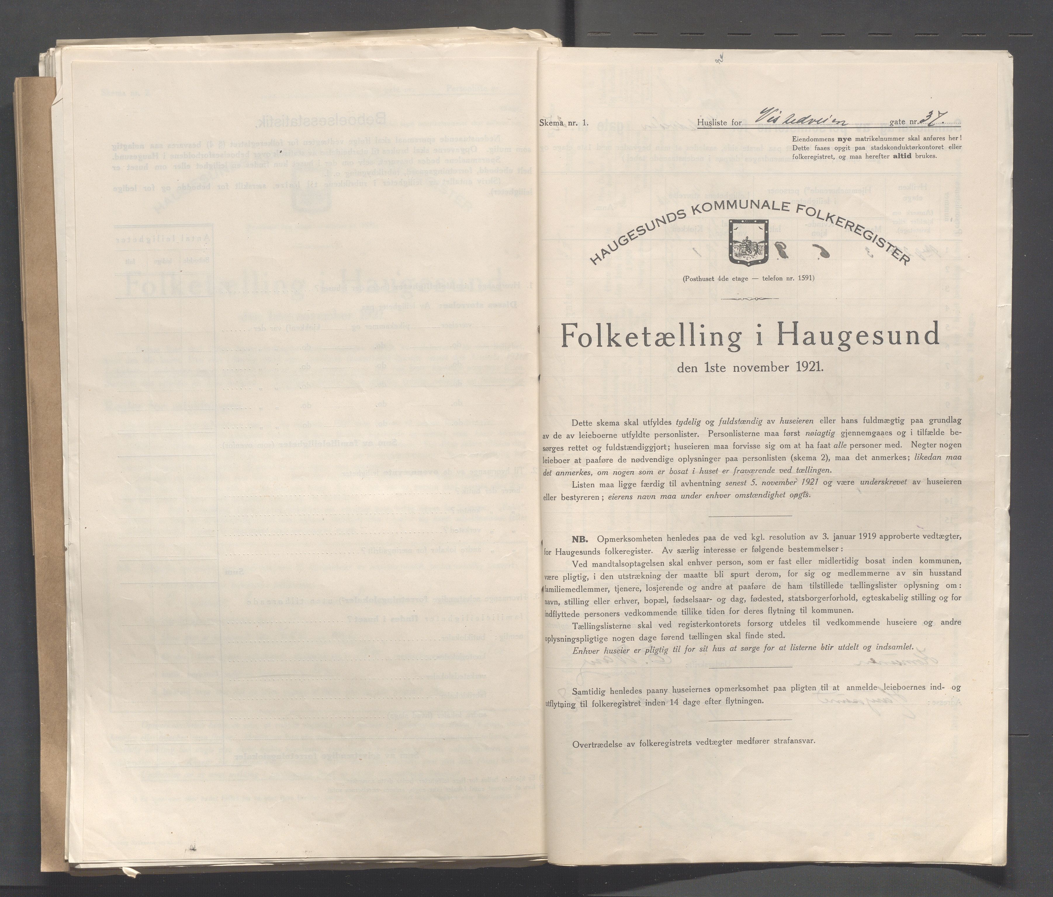 IKAR, Kommunal folketelling 1.11.1921 for Haugesund, 1921, s. 5537