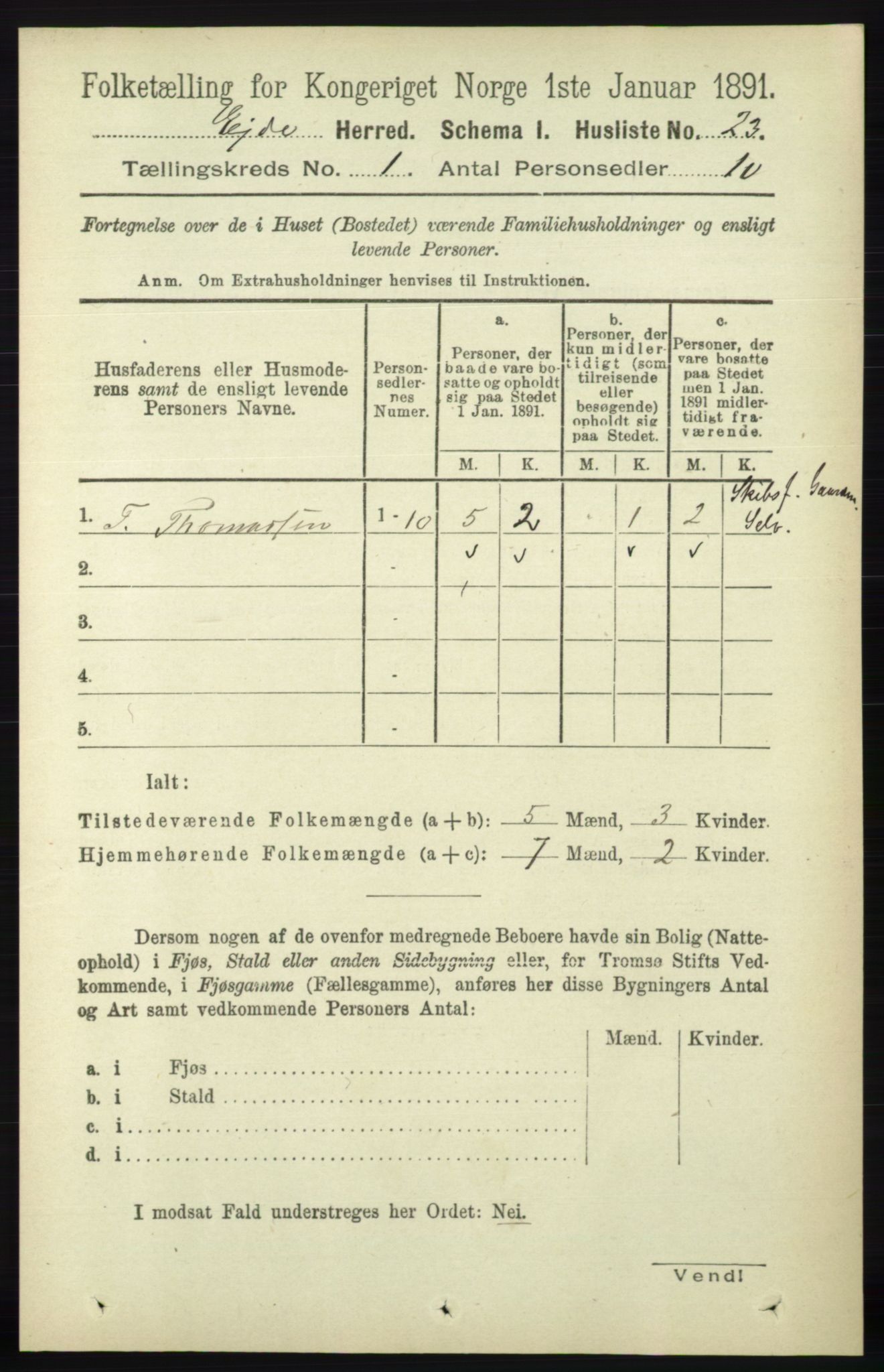 RA, Folketelling 1891 for 0925 Eide herred, 1891, s. 37