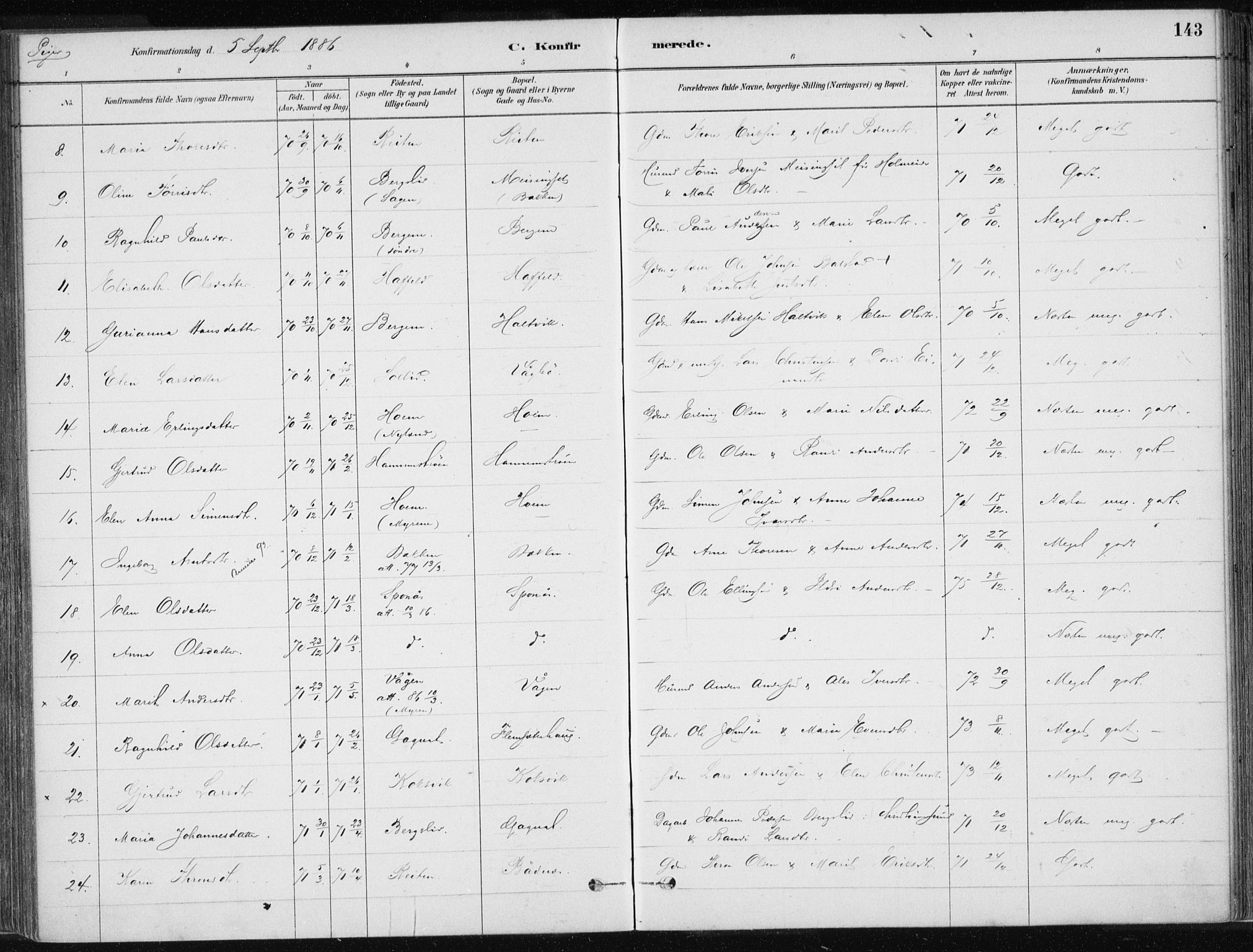 Ministerialprotokoller, klokkerbøker og fødselsregistre - Møre og Romsdal, AV/SAT-A-1454/586/L0987: Ministerialbok nr. 586A13, 1879-1892, s. 143