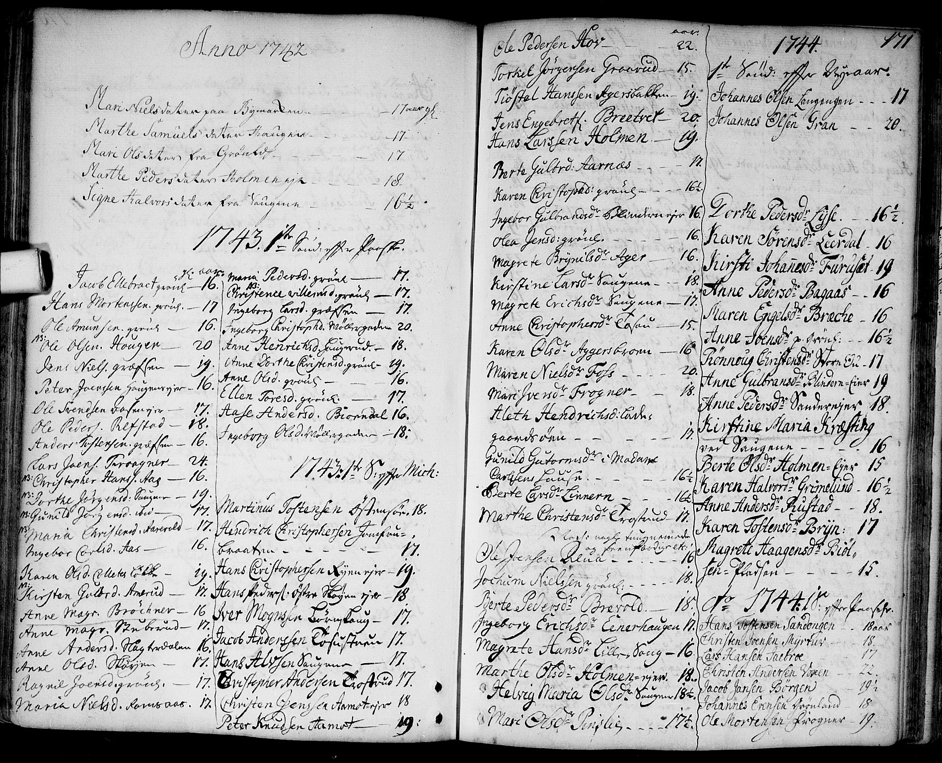 Aker prestekontor kirkebøker, AV/SAO-A-10861/F/L0007: Ministerialbok nr. 7, 1734-1748, s. 171