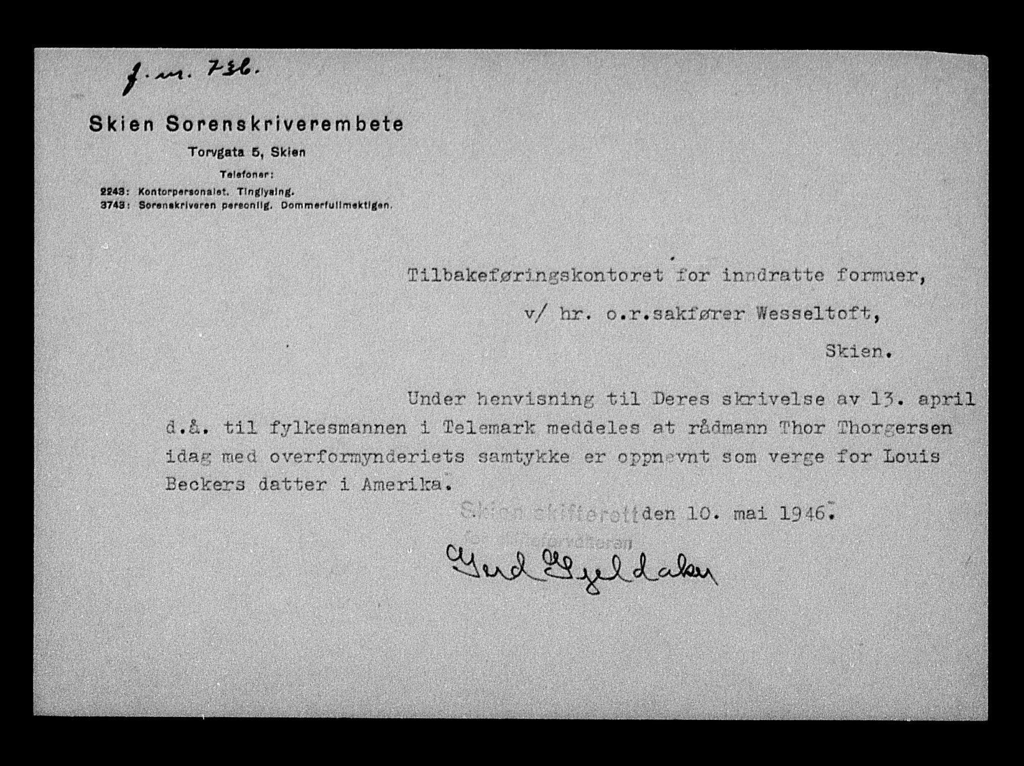 Justisdepartementet, Tilbakeføringskontoret for inndratte formuer, AV/RA-S-1564/H/Hc/Hcd/L0990: --, 1945-1947, s. 489