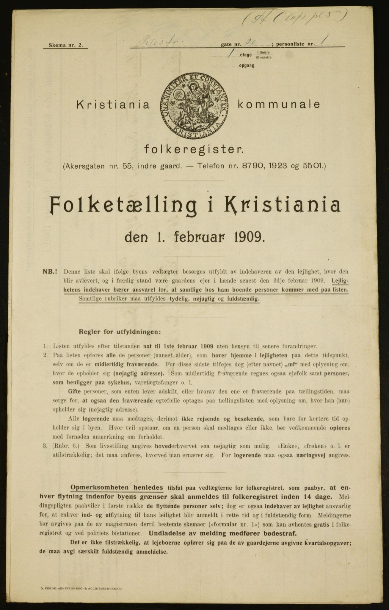 OBA, Kommunal folketelling 1.2.1909 for Kristiania kjøpstad, 1909, s. 80372