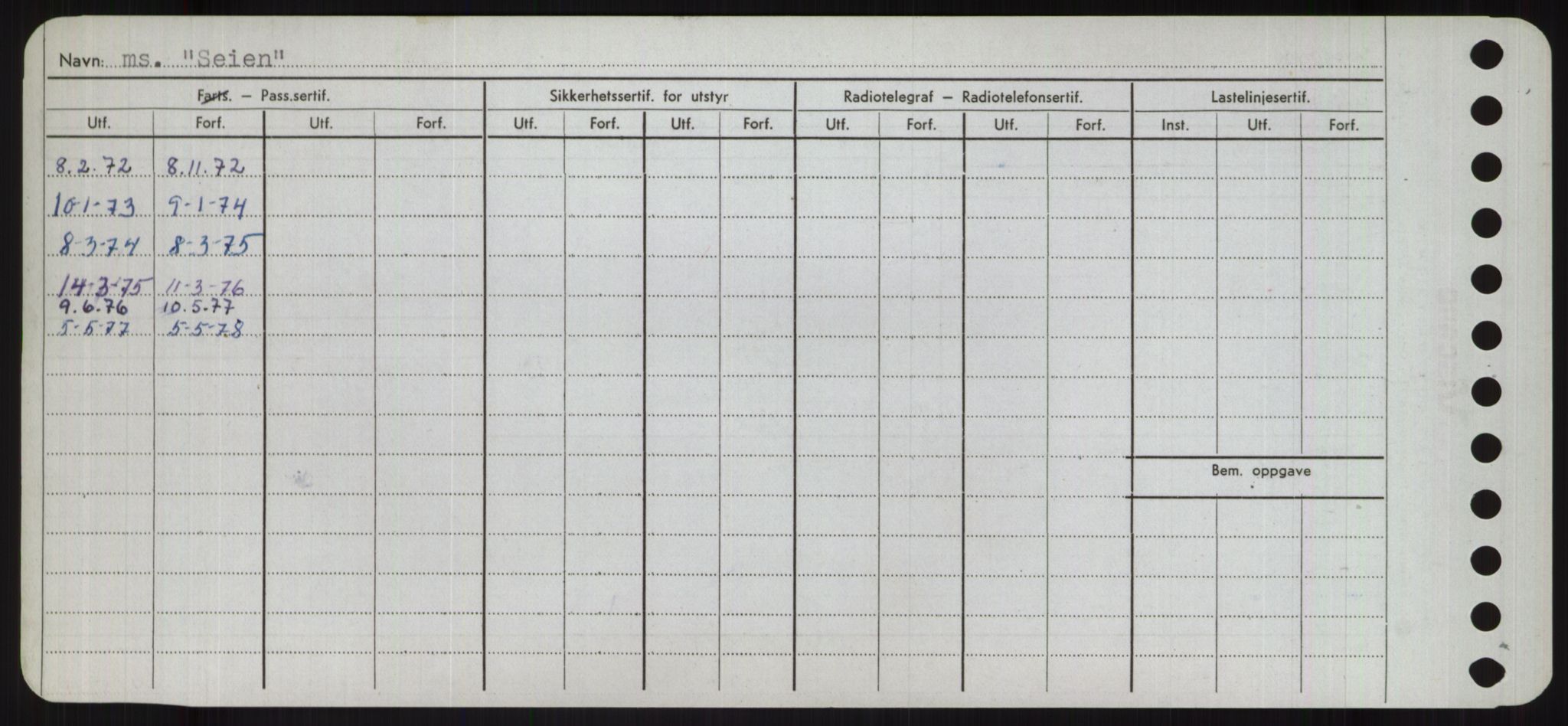 Sjøfartsdirektoratet med forløpere, Skipsmålingen, RA/S-1627/H/Ha/L0005/0001: Fartøy, S-Sven / Fartøy, S-Skji, s. 260