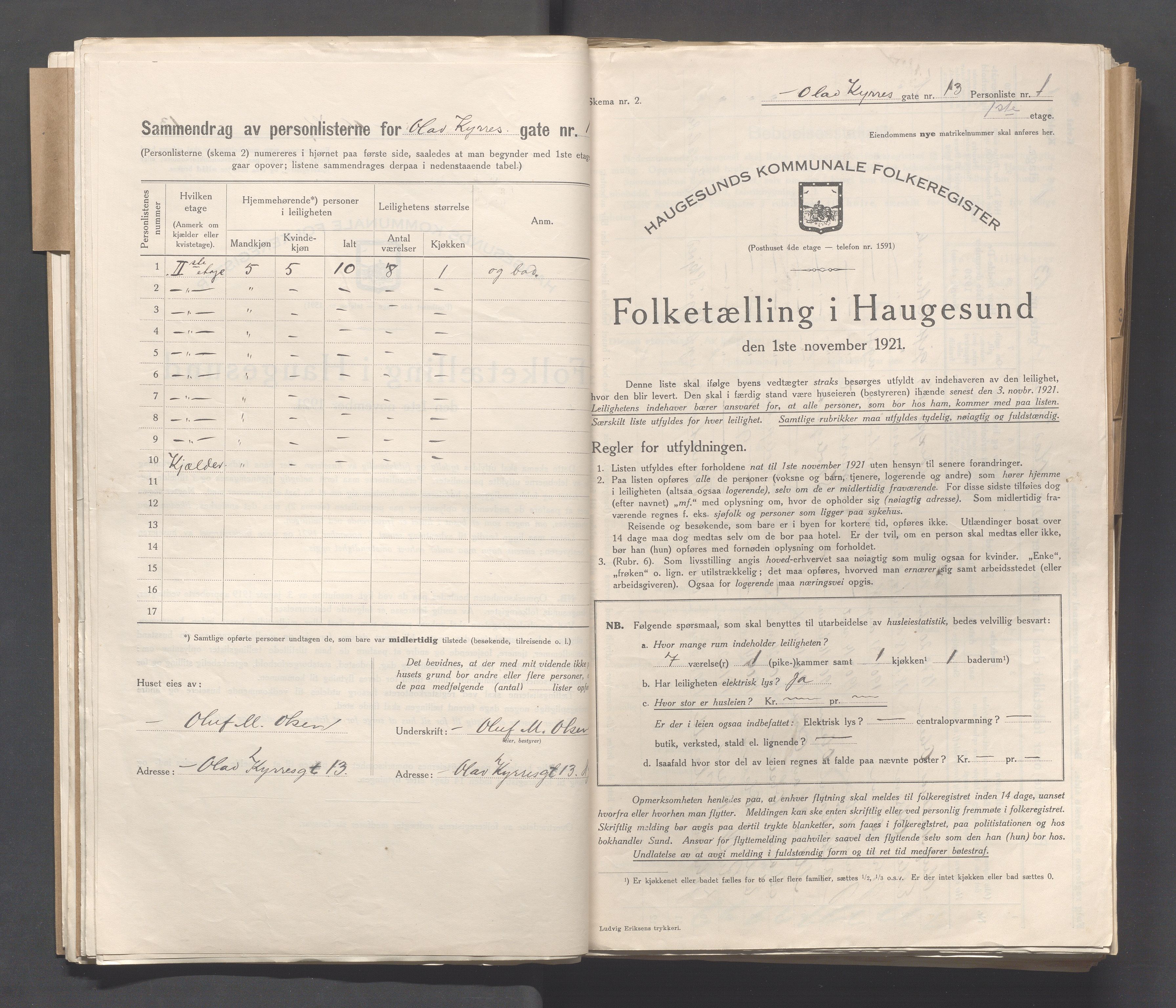 IKAR, Kommunal folketelling 1.11.1921 for Haugesund, 1921, s. 3231